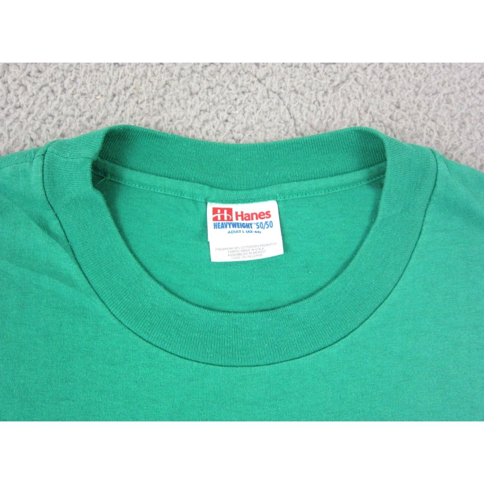 Hanes Vintage Hanes Shirt Adult Large Green Baseball Summer Little League Made in USA Size US L / EU 52-54 / 3 - 3 Thumbnail