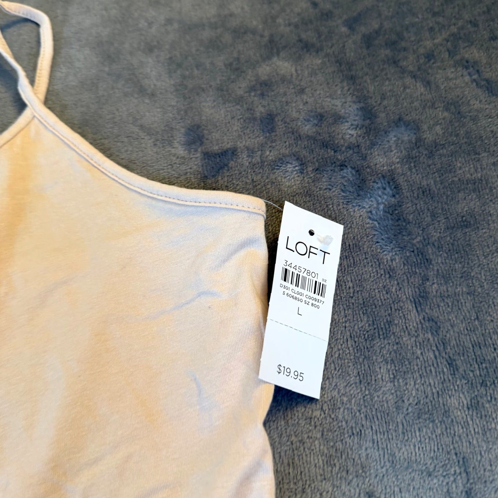 Loft LOFT Beige V-Neck Spaghetti Strap Tank Top Womens Large NWT Camisole Knit Cotton Blend Spandex Logo Lightweight Adjustable Strap Sleeveless Size L / US 10 / IT 46 - 2 Thumbnail