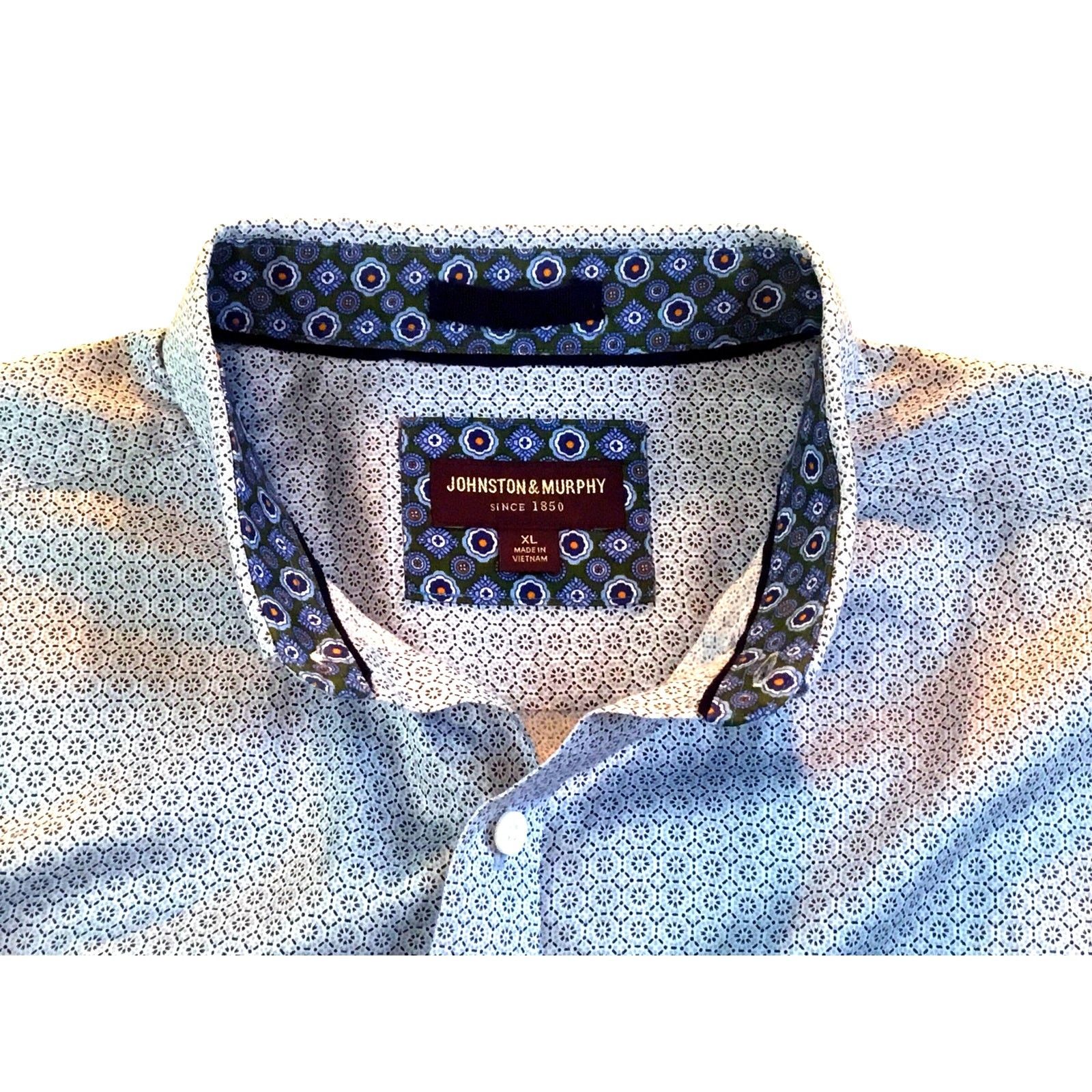 Johnston & Murphy Johnston & Murphy Shirt Blue Print Long Sleeve Size X-Large Size US XL / EU 56 / 4 - 3 Thumbnail