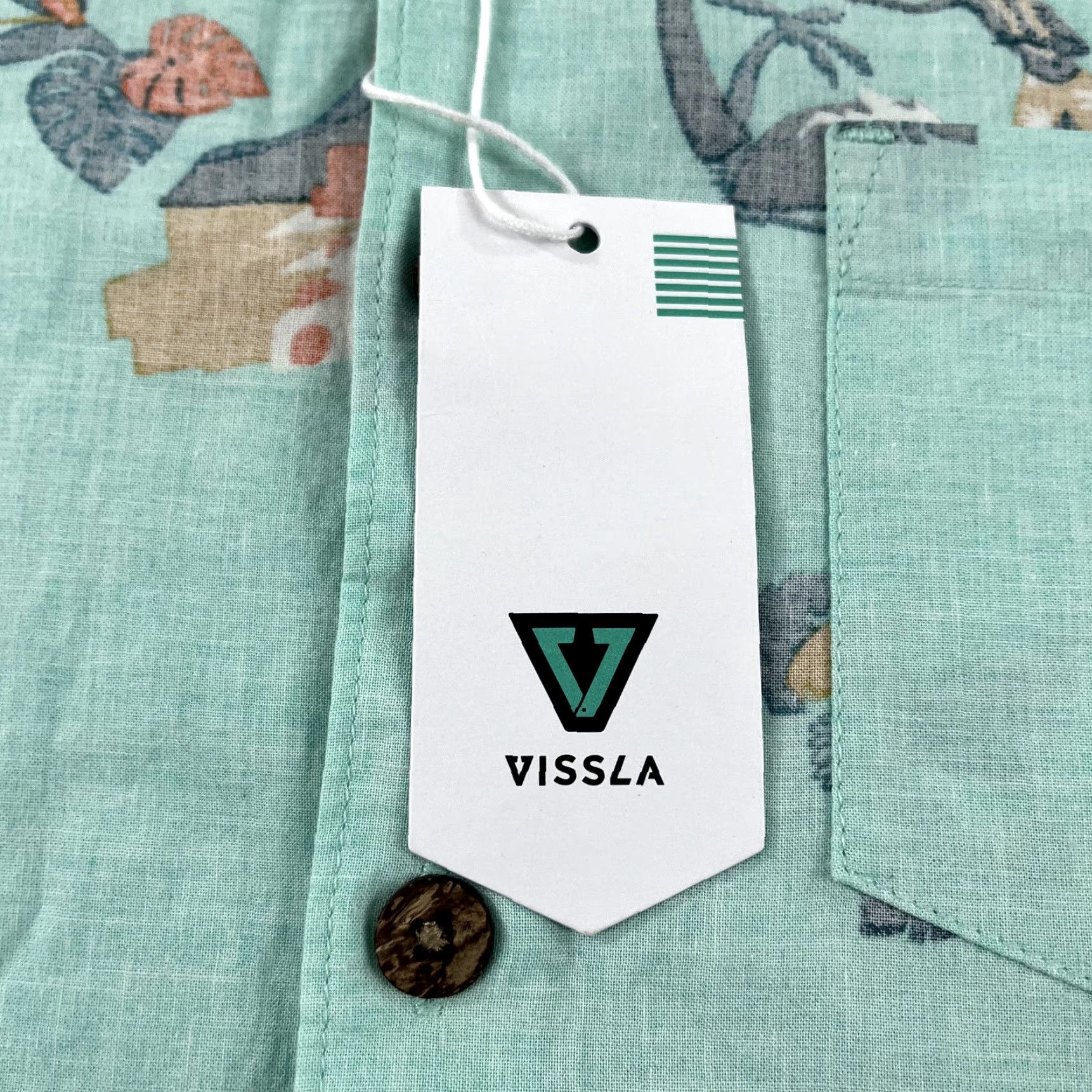 Vissla VINTAGE VISSLA Shirt Men Small Mint Green Hawaiian Floral Aloha Button Up Casual Summer Size US S / EU 44-46 / 1 - 2 Thumbnail