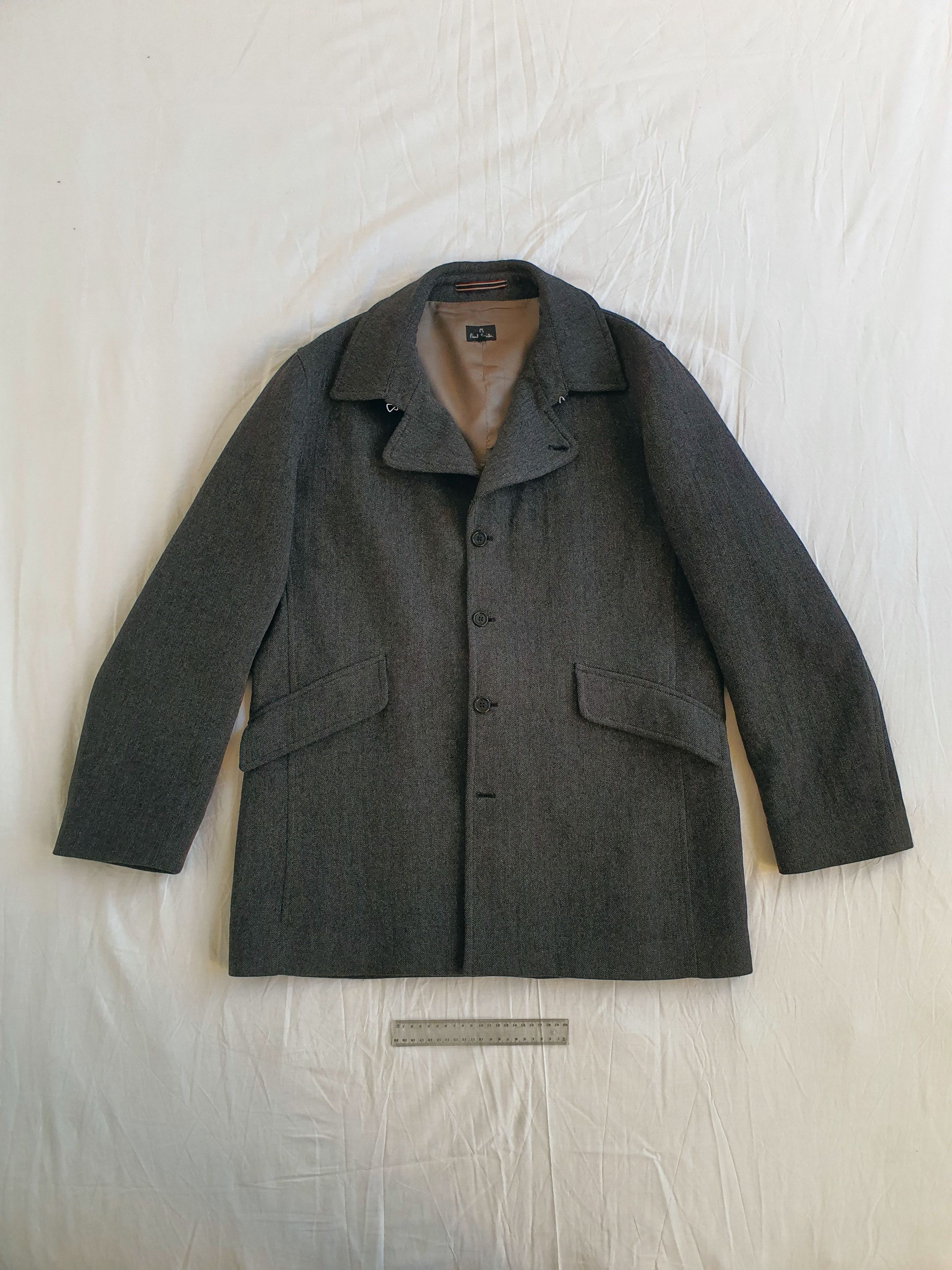 image of Ps Paul Smith - Chesterfield Overcoat Coat Herringbone in Grey, Men's (Size XL)