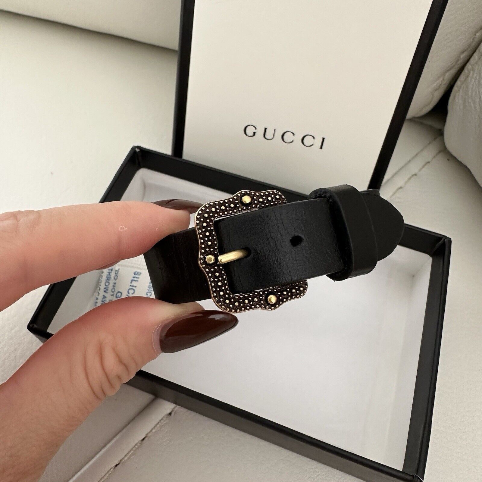 Gucci NEW GUCCI Lion Head Leather Bracelet Size M Black Size ONE SIZE - 4 Thumbnail