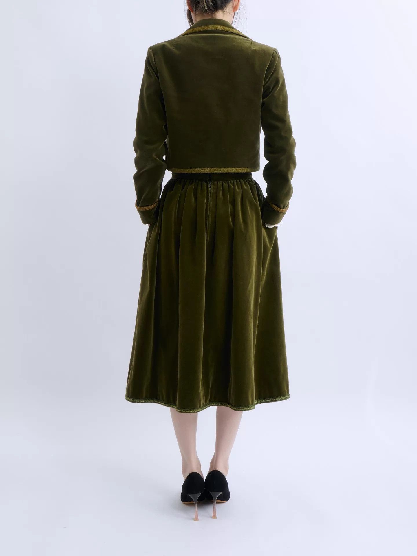 Valentino VALENTINO GARAVANI 70s Olive Green Velvet 2-Piece Set Size M / US 6-8 / IT 42-44 - 4 Thumbnail