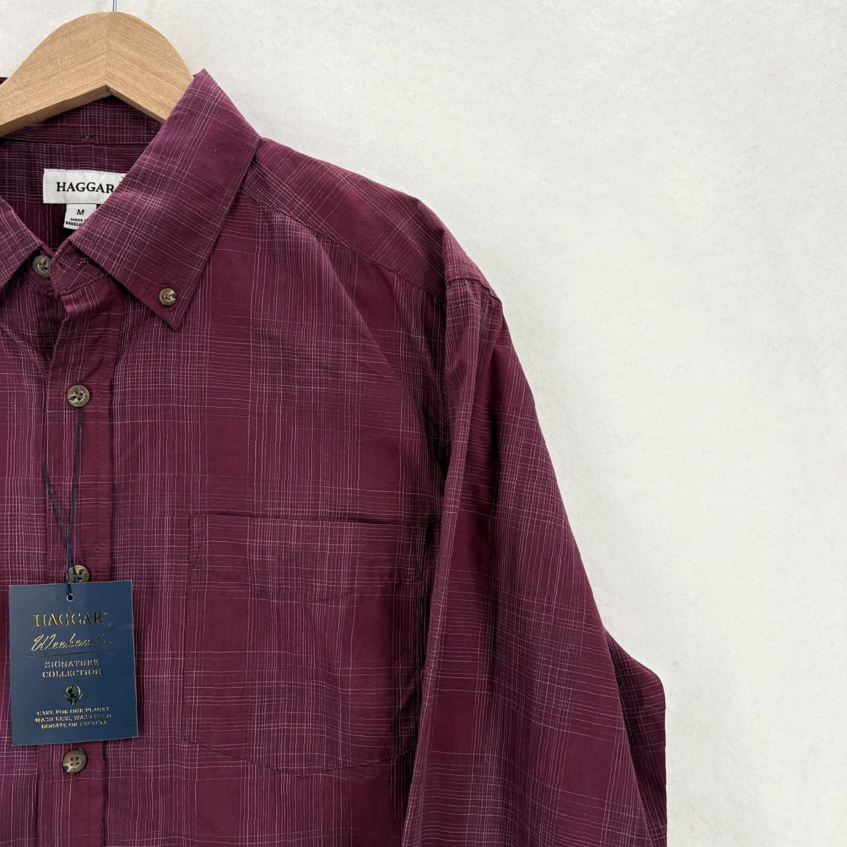 Haggar Haggar Shirt Mens Medium Red Plaid Long Sleeve Button-Up Casual NWT Easy Care Wrinkle Resistant Pockets Cotton Polyester Button-Down - Mens Size US M / EU 48-50 / 2 - 2 Thumbnail