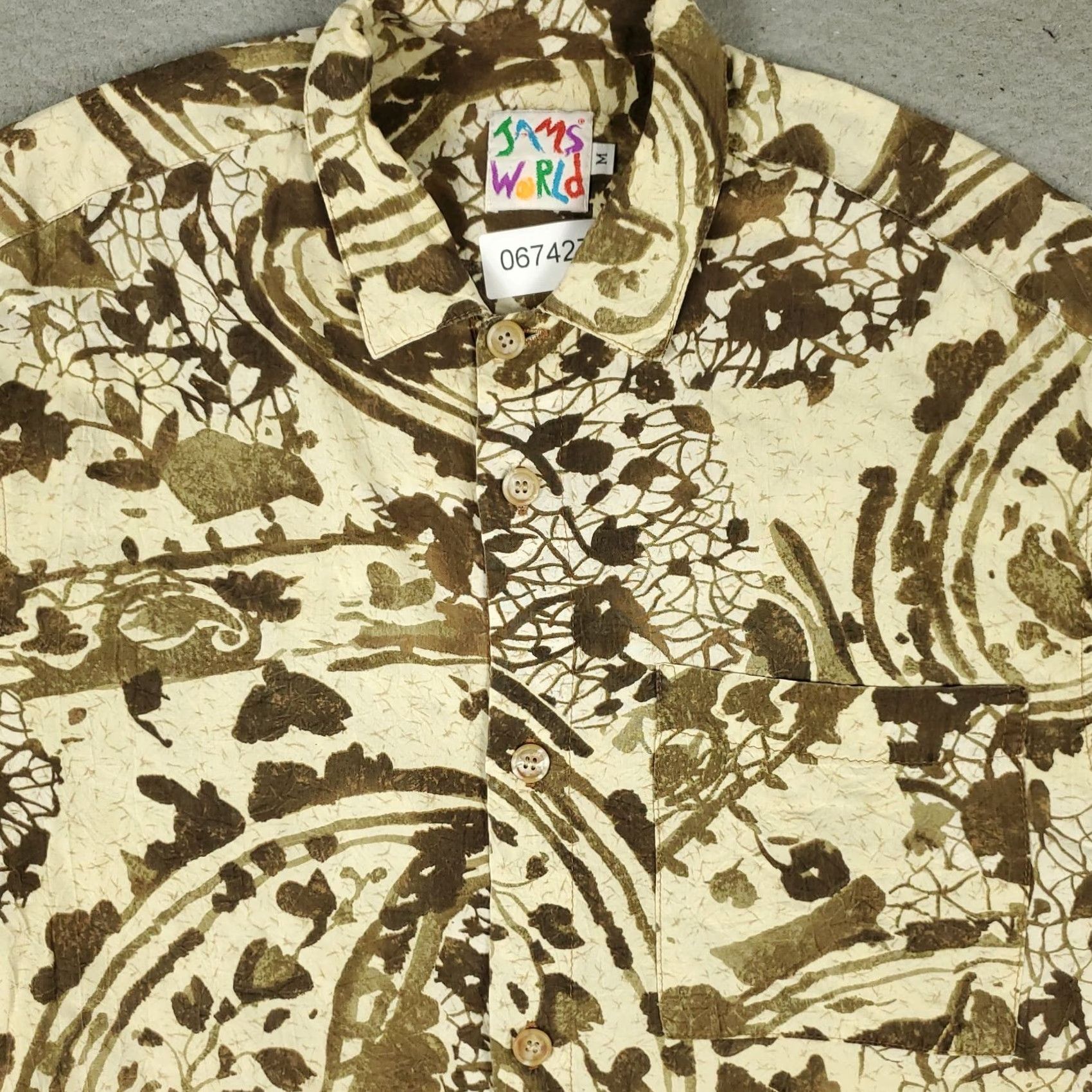 Jams World Jams World Shirt Mens Medium Beige Brown Paisley Rayon Hawaiian Button Up Size US M / EU 48-50 / 2 - 2 Thumbnail