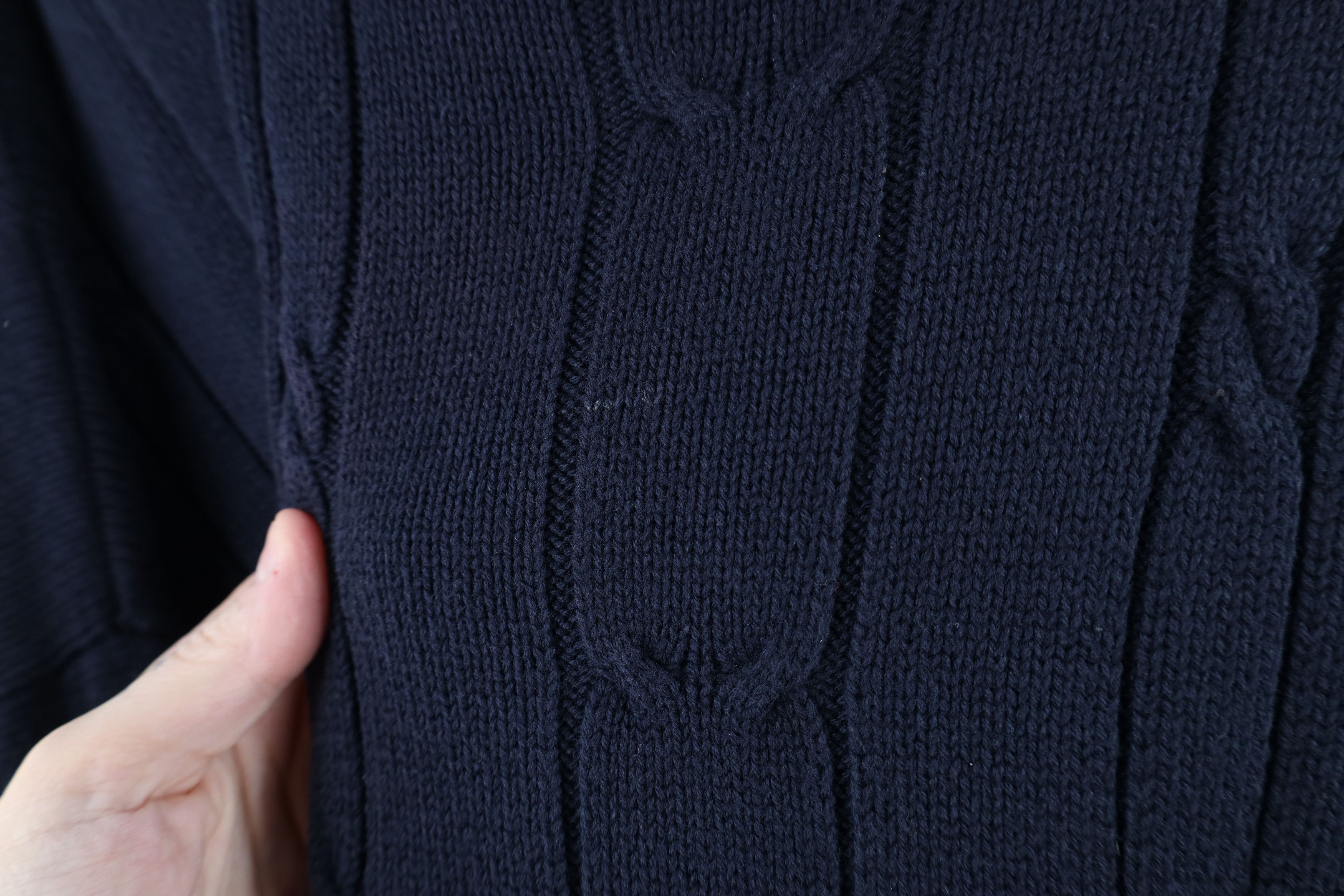 Nautica × Vintage Vintage 90s Nautica Cable Knit Crewneck Sweater Navy Blue Size US XL / EU 56 / 4 - 5 Thumbnail