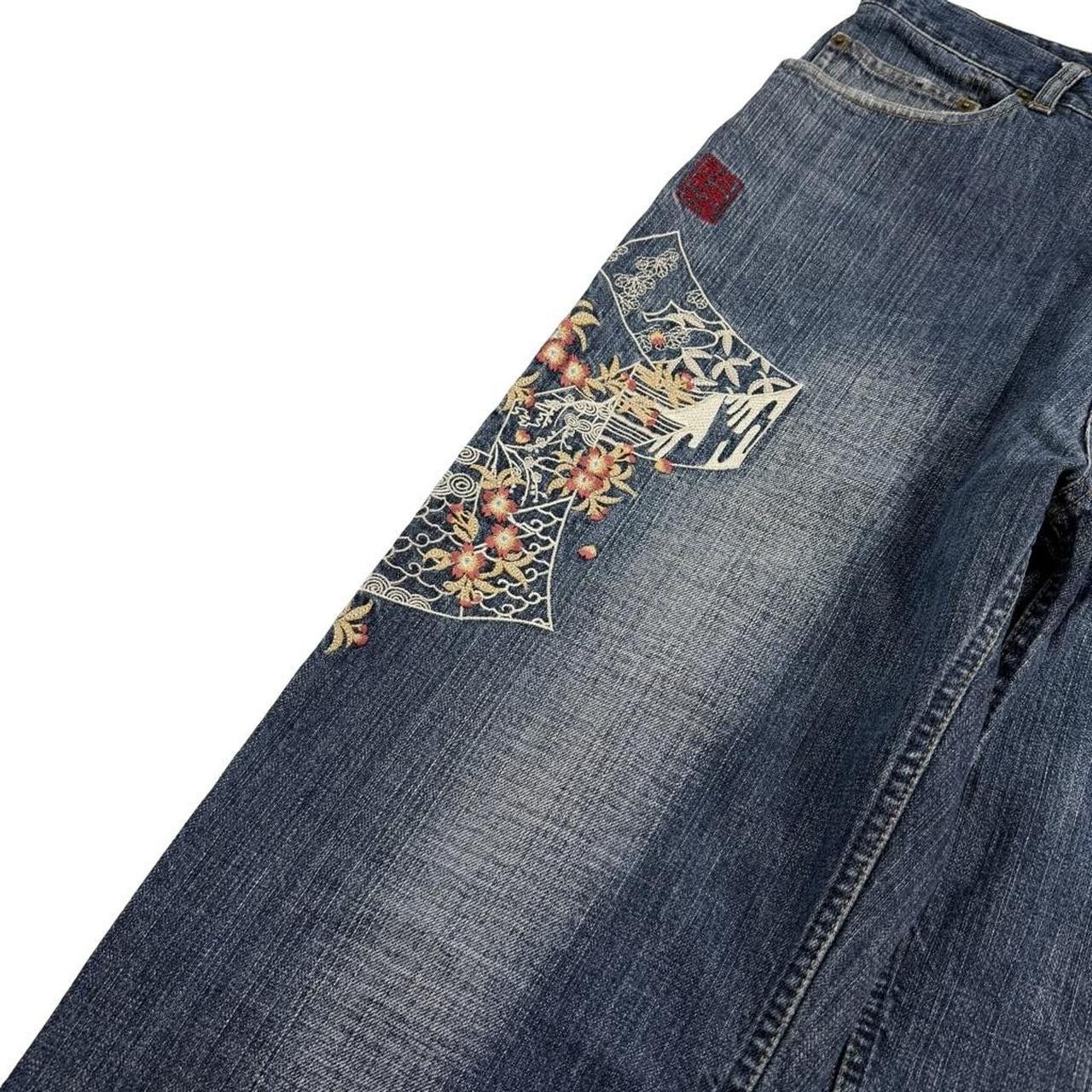 Karakuri Tamashii Karakuri Tamashii Embroidered Floral Japanese Jeans Waist 35 Size US 35 - 5 Thumbnail