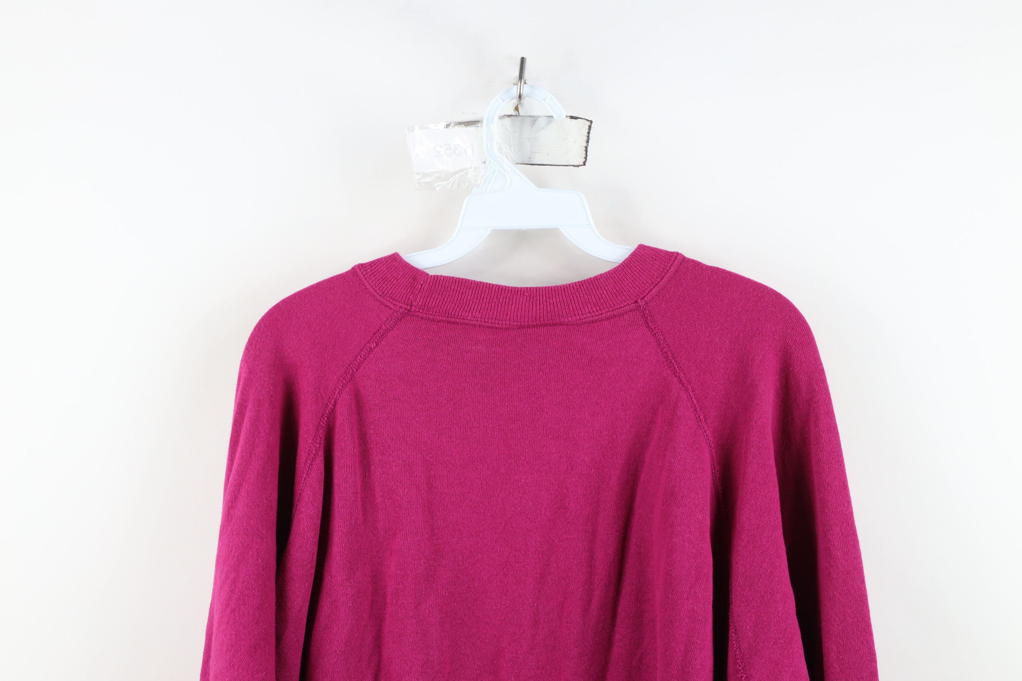 Hanes Vintage 80s 90s Hanes Raglan Crewneck Sweatshirt Magenta USA Size XL / US 12-14 / IT 48-50 - 10 Thumbnail
