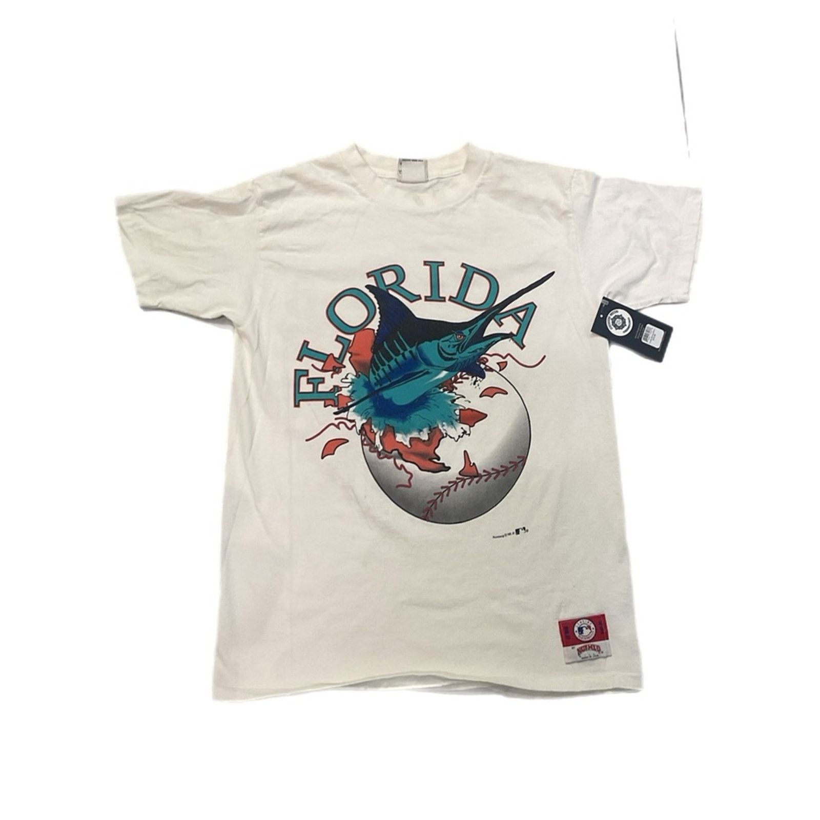 Nutmeg Vintage 90s Nutmeg Florida Marlins T-Shirt Size US L / EU 52-54 / 3 - 1 Thumbnail