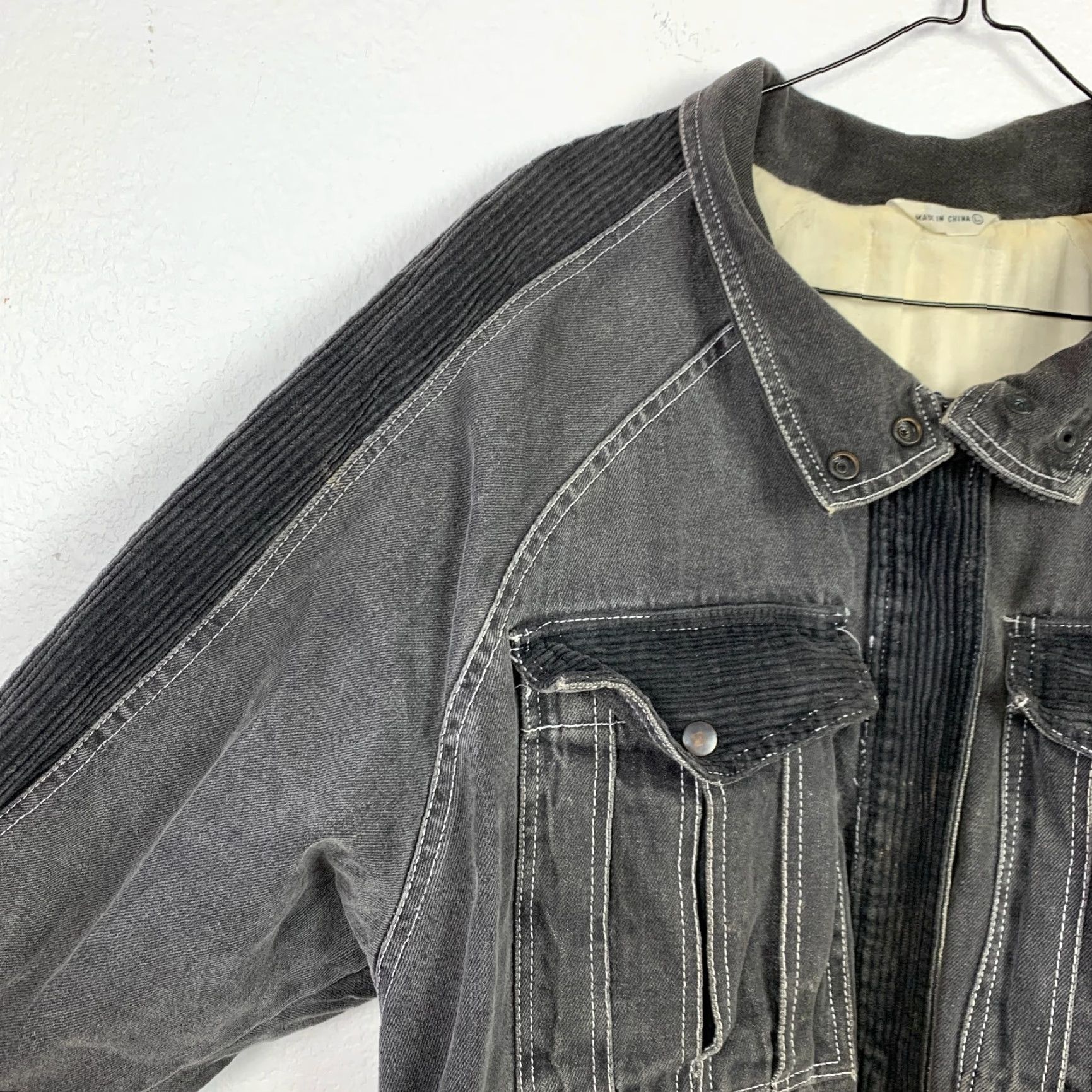 Vintage VINTAGE 90s Oversized Black Denim Grunge Jean Jacket Womens Large Size 36" / US 14 / IT 50 - 4 Thumbnail