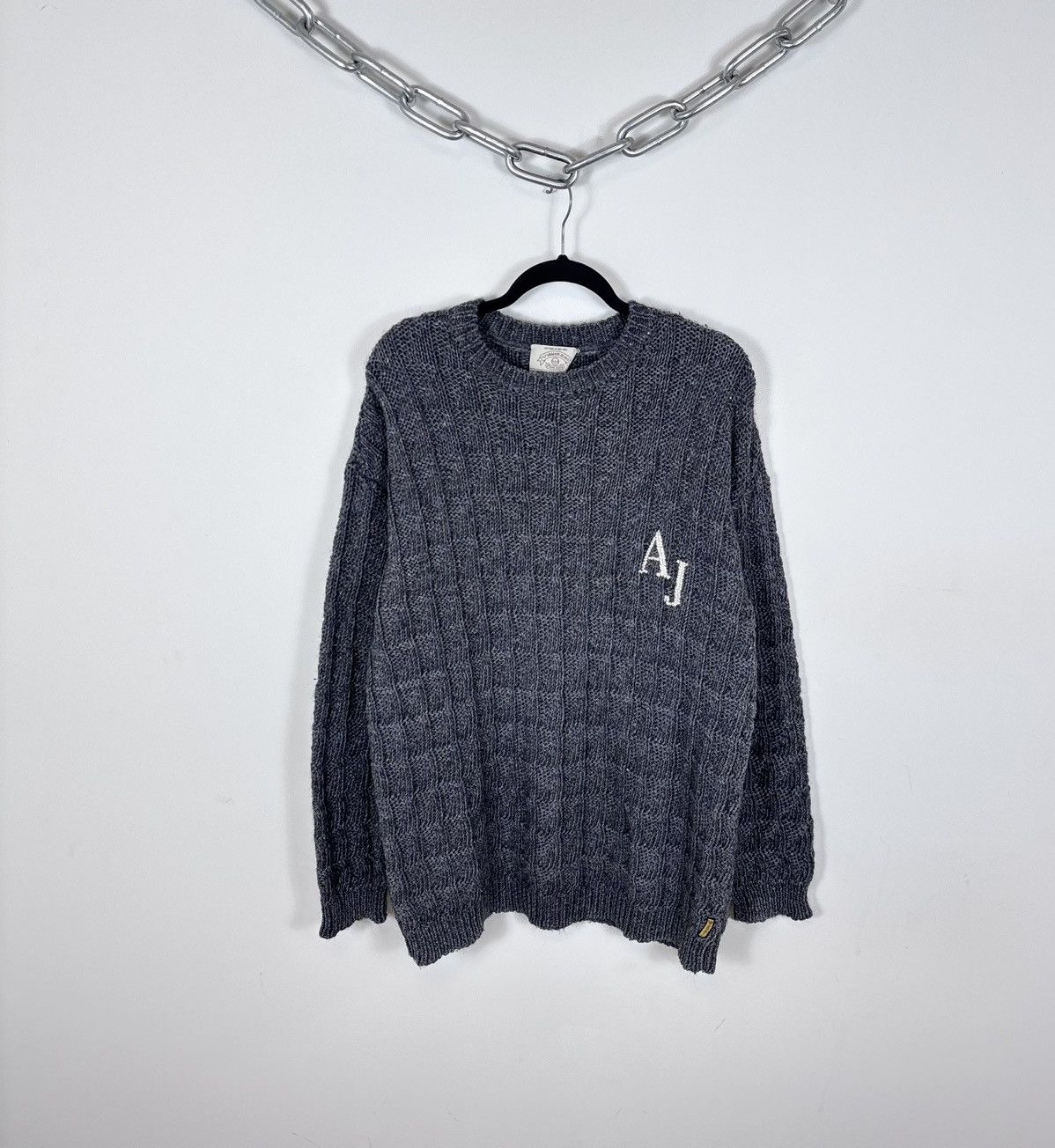Armani Vintage 1990s Armani Jeans Men’s Grey Knit Sweater Pullover Size US XL / EU 56 / 4 - 1 Thumbnail
