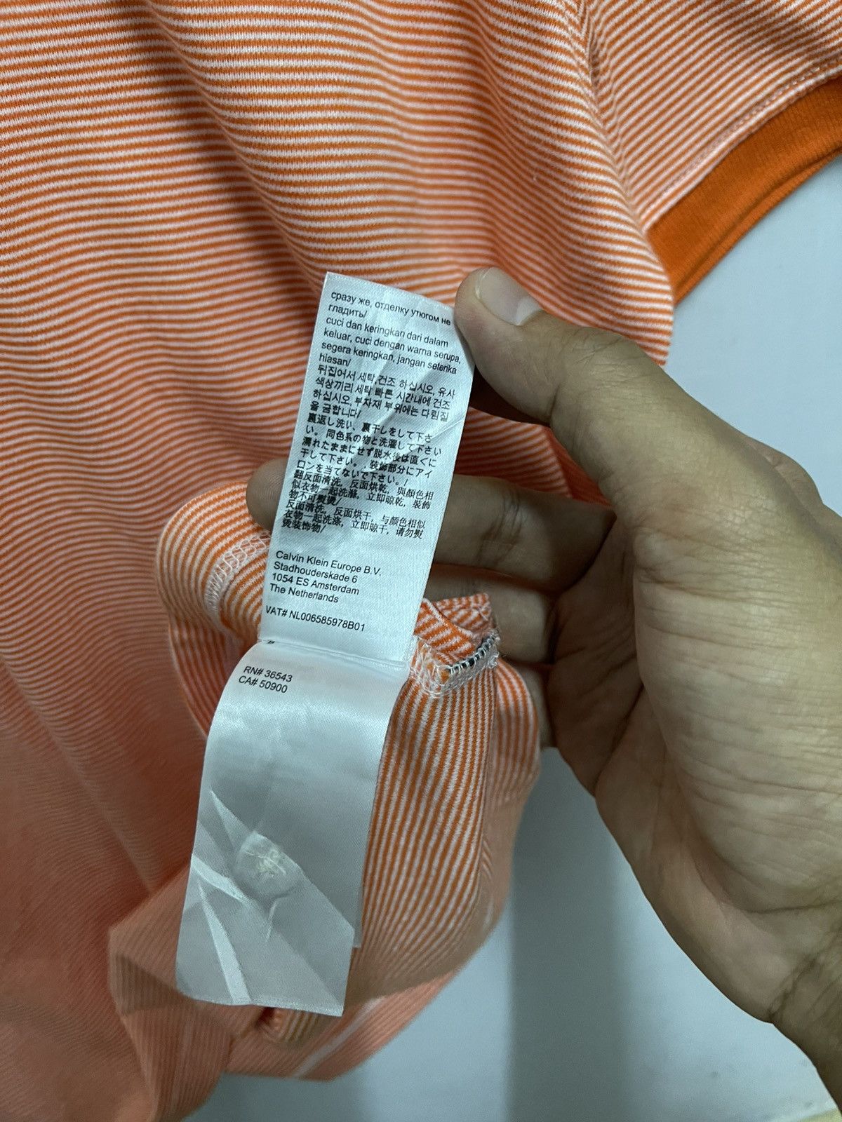 Calvin Klein Calvin Klein Polo shirt Striped Orange Size US L / EU 52-54 / 3 - 7 Thumbnail