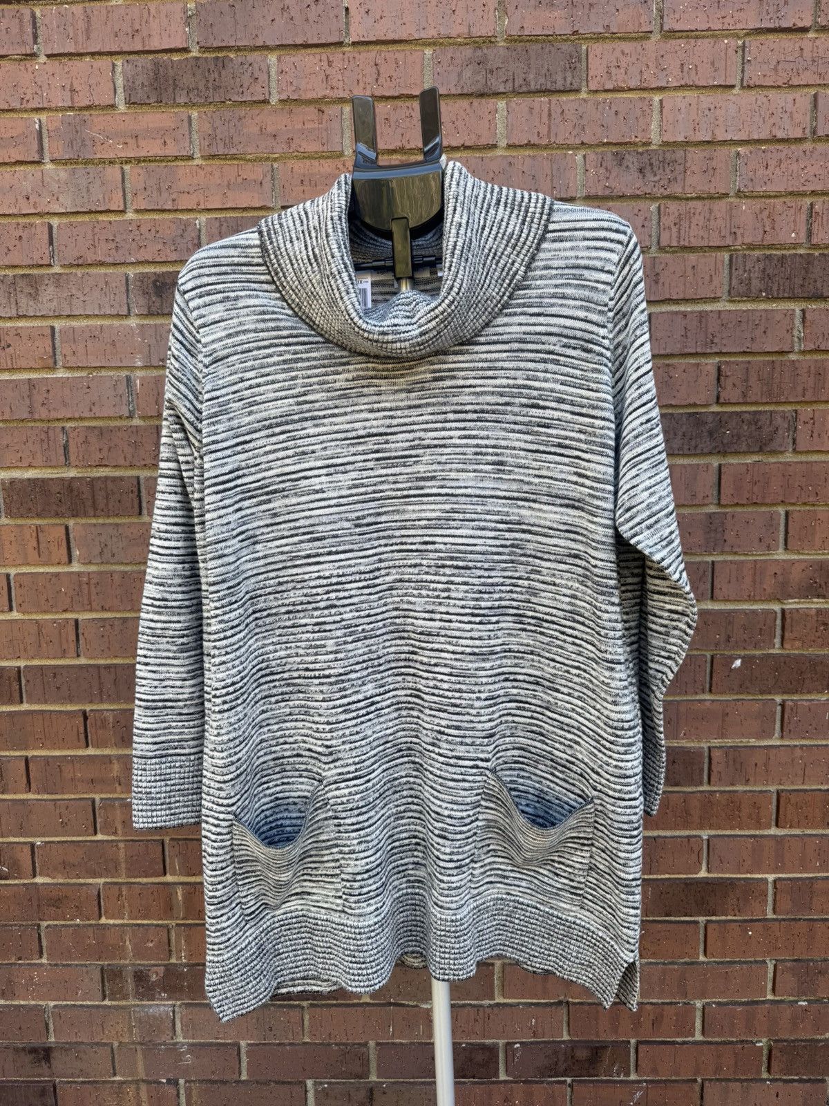 Other Eight Eight Eight Gray White Black Cotton Cowl Neck Sweater Size XL / US 12-14 / IT 48-50 - 1 Thumbnail
