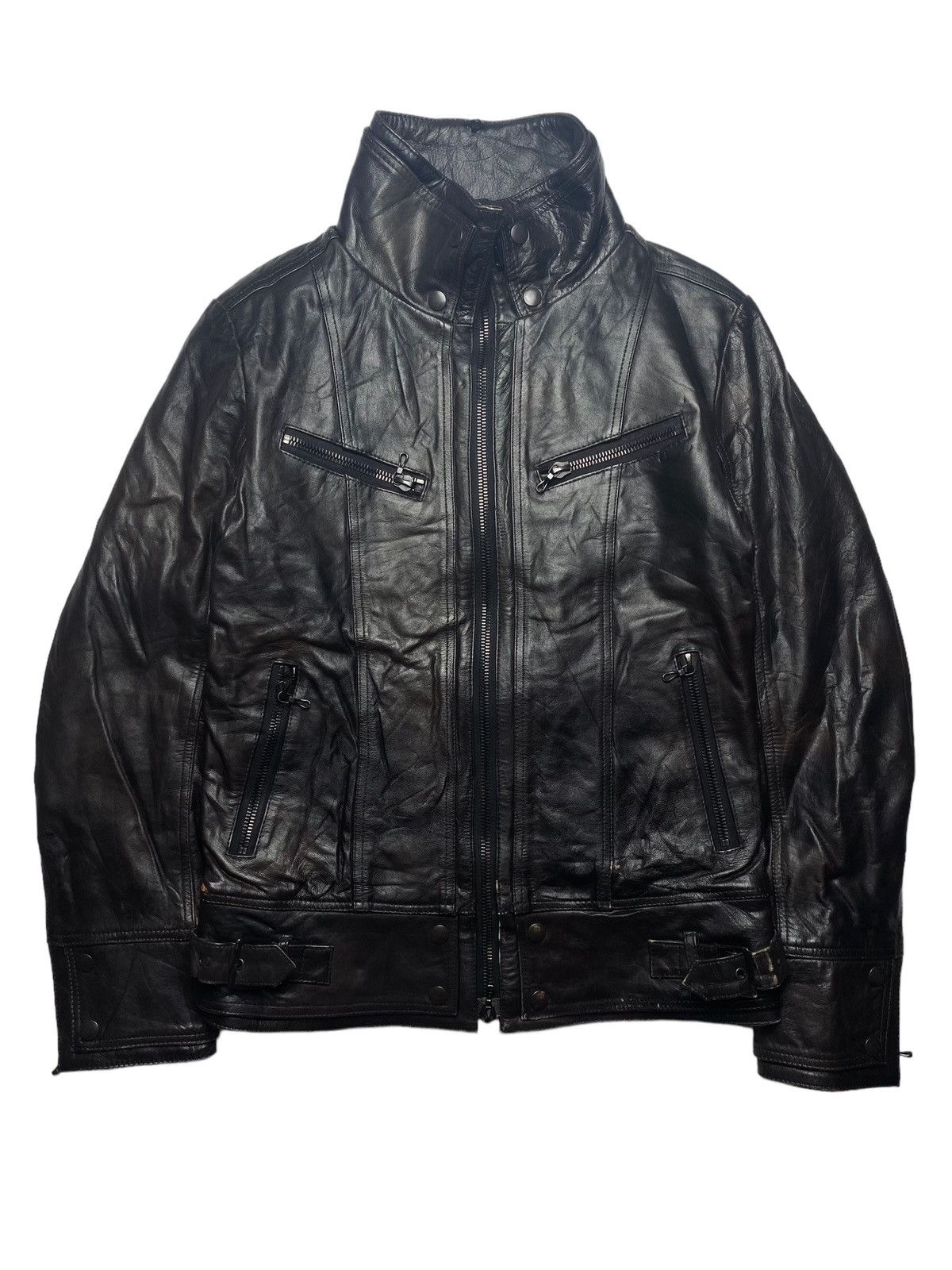 Japanese Brand 2000s Shellac - Burned Leather Biker Jacket Size US M / EU 48-50 / 2 - 7 Thumbnail