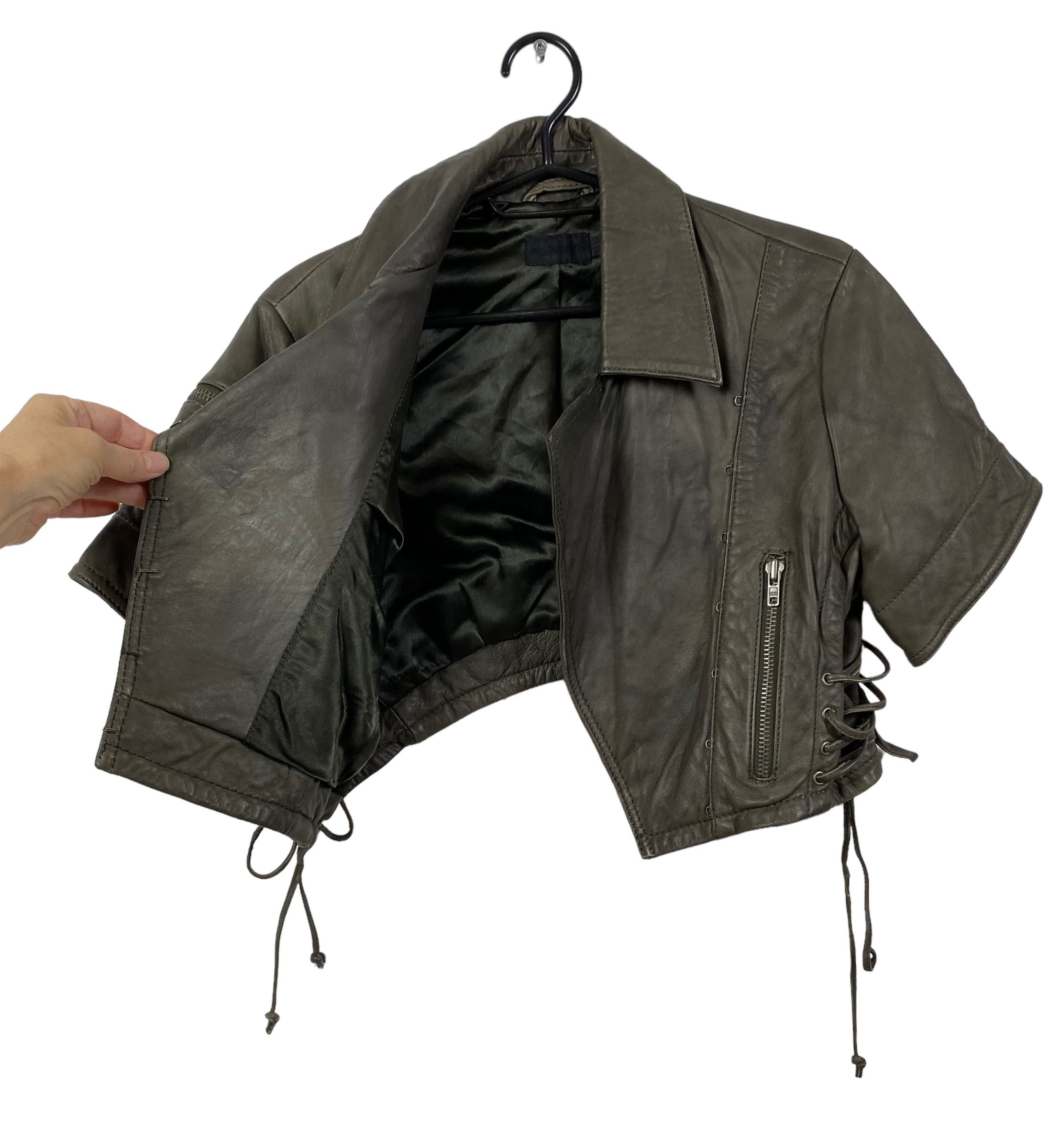 Allsaints all saints leather jacket short sleeve womens size us 10 Size L / US 10 / IT 46 - 12 Thumbnail