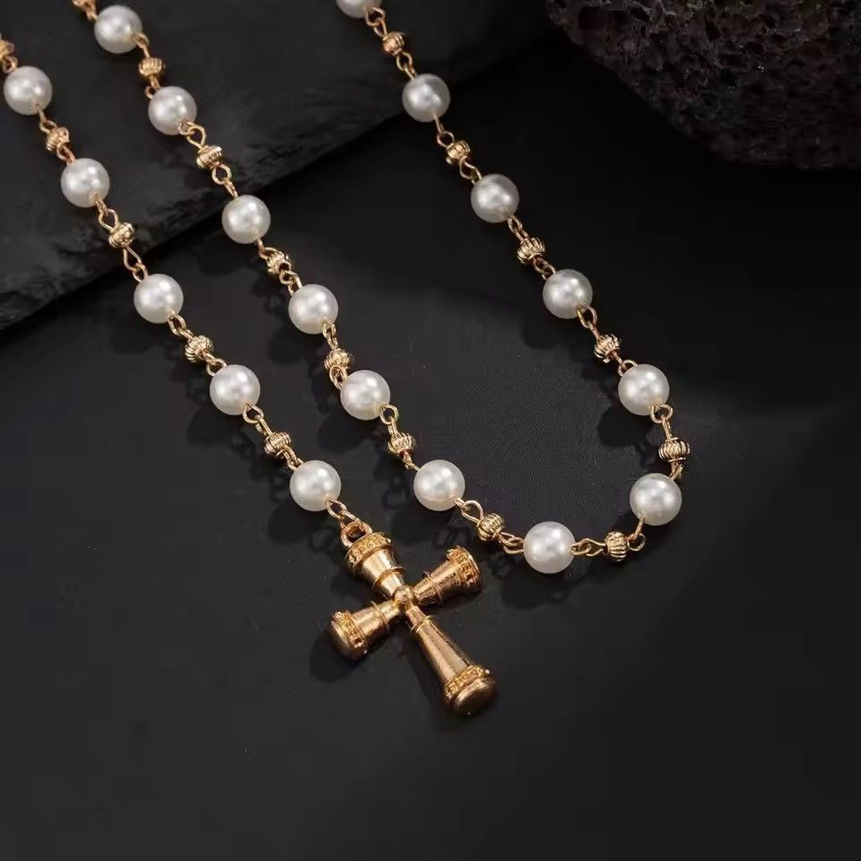 Jewelry Cross Pendant Imitation Pearl Size ONE SIZE - 5 Thumbnail
