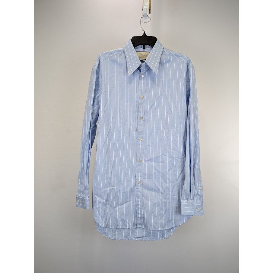 o1rshd1 Stripe Button Up Shirt in Light Blue/White