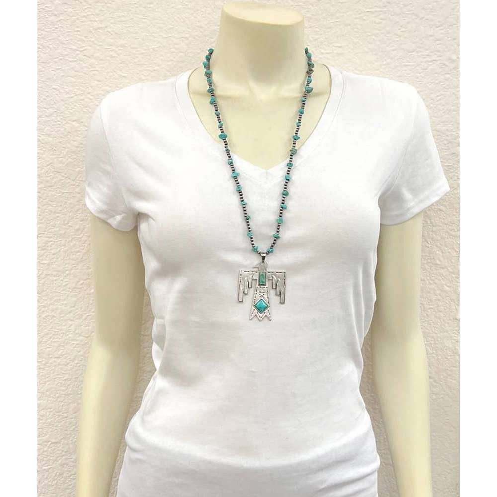 Other Navajo Thunderbird Turquoise Beaded Necklace with Extender a Size ONE SIZE - 2 Thumbnail