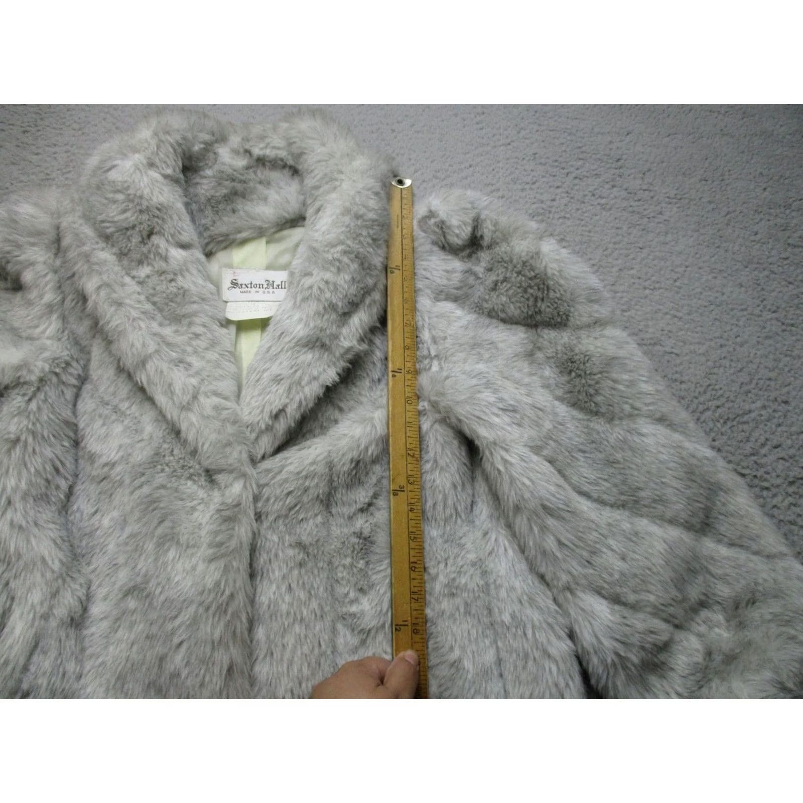 Vintage VINTAGE Saxton Hall Coat Womens Short Gray Fur Lined Collared 12 Plaid? Size 34" / US 12 / IT 48 - 5 Thumbnail