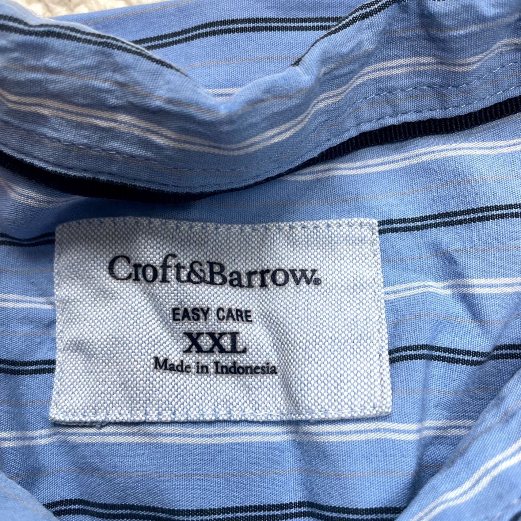 Croft & Barrow VINTAGE Croft & Barrow Easy Care Shirt Mens 2XL Blue Striped Short Sleeve Pocket Collar Size US XXL / EU 58 / 5 - 6 Thumbnail