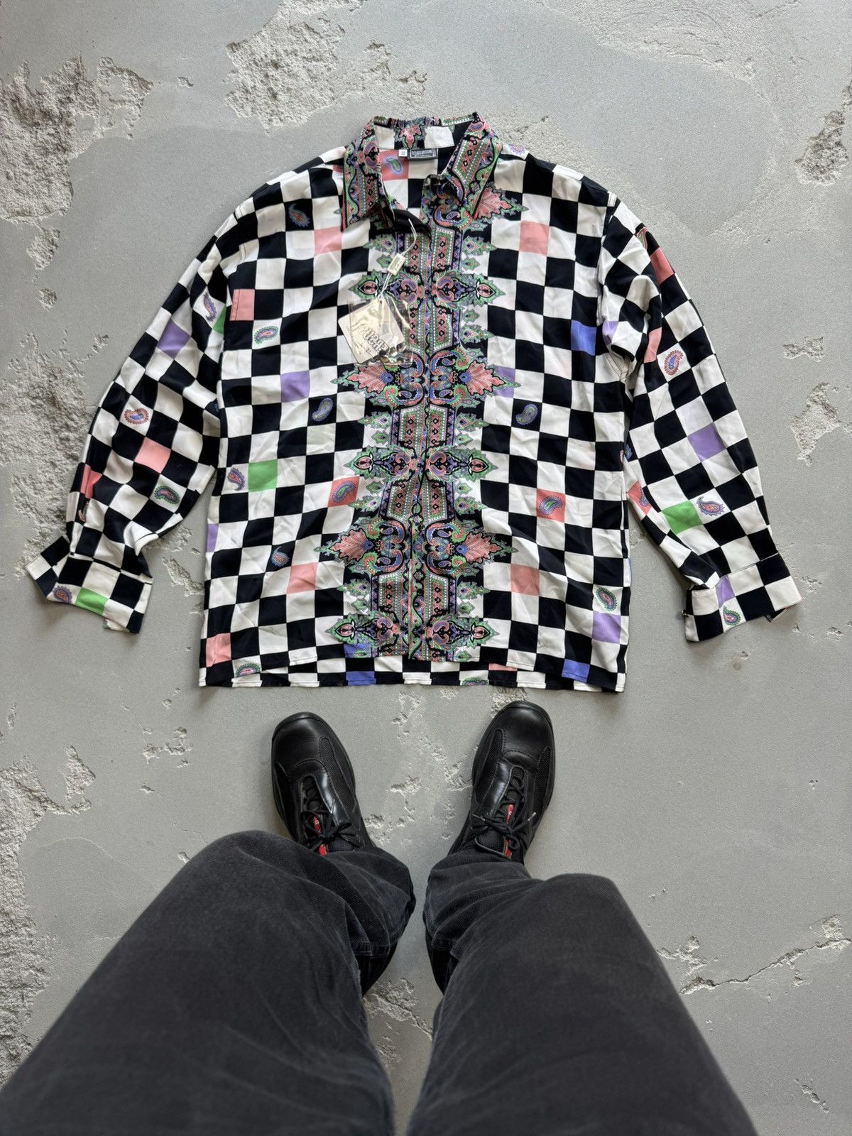 Gianni Versace Silk Shirt 32 46 Baroque Button Up