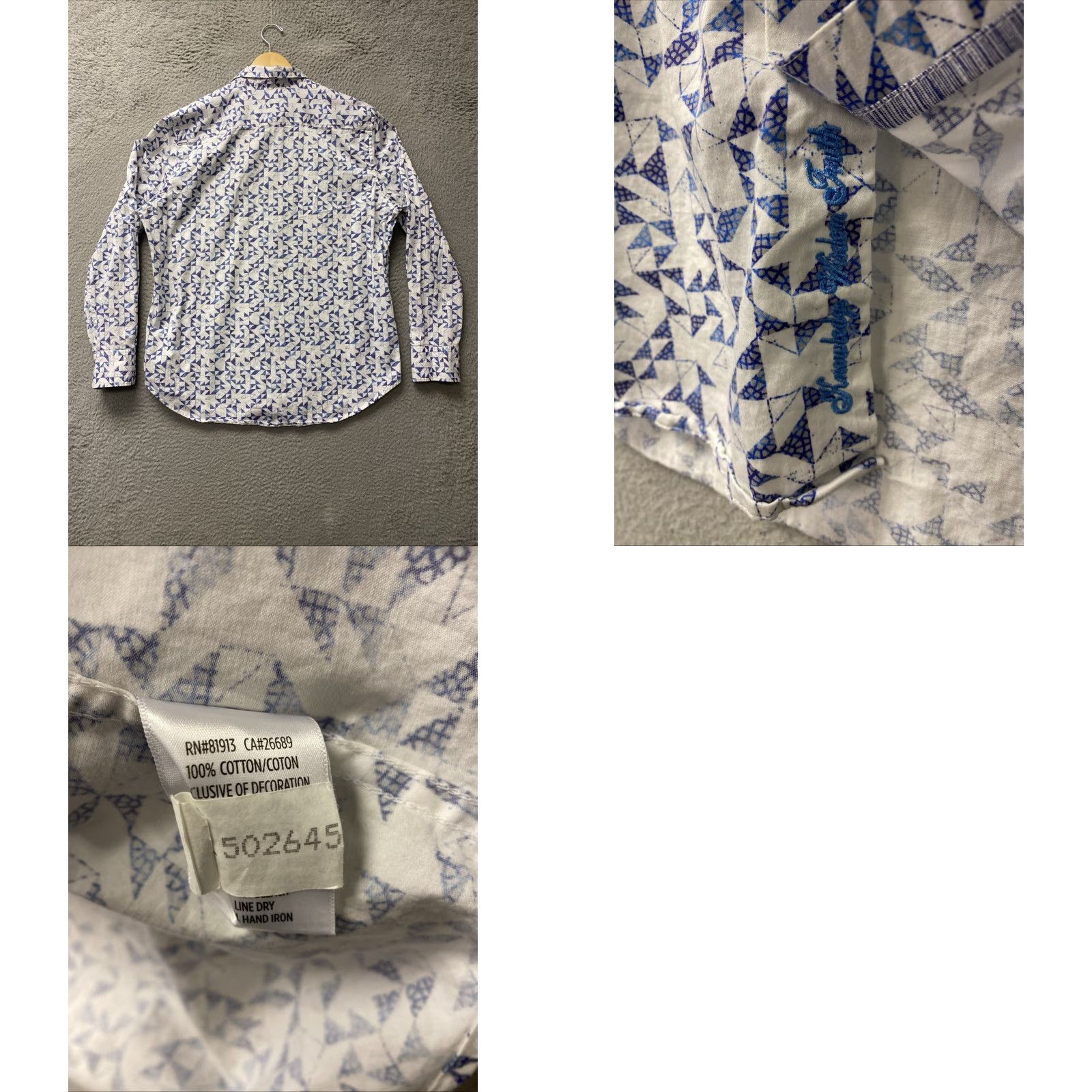 Robert Graham Robert Graham Button Shirt Men XL Long Sleeve Button-Up Triangle Print Geometric / 161-1 Size US XL / EU 56 / 4 - 8 Thumbnail