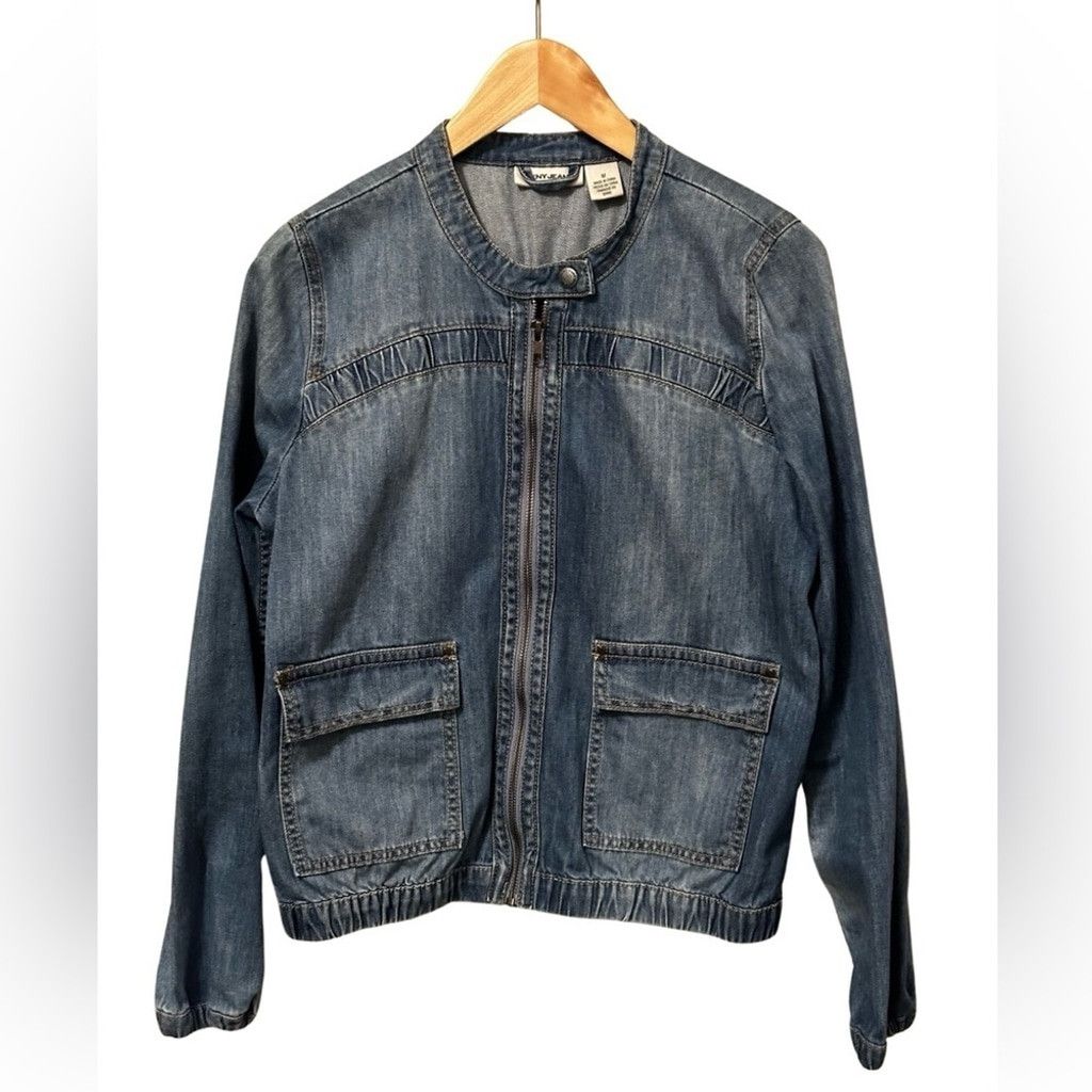 DKNY DKNY JEANS Blue Jean Bomber Jacket Women’s Size Medium. Size M / US 6-8 / IT 42-44 - 1 Thumbnail