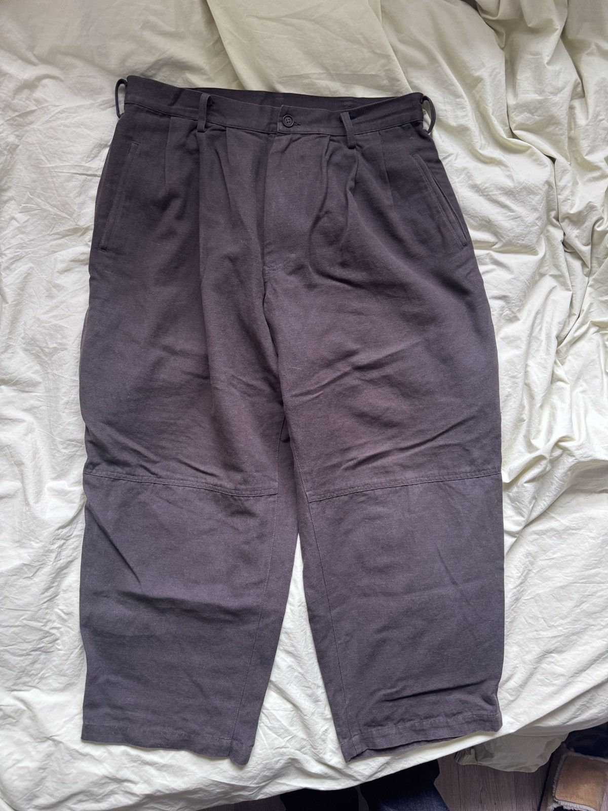 Y's for Men 25SS Cotton flax wool oxford side action pleats pants Size US 32 / EU 48 - 3 Thumbnail