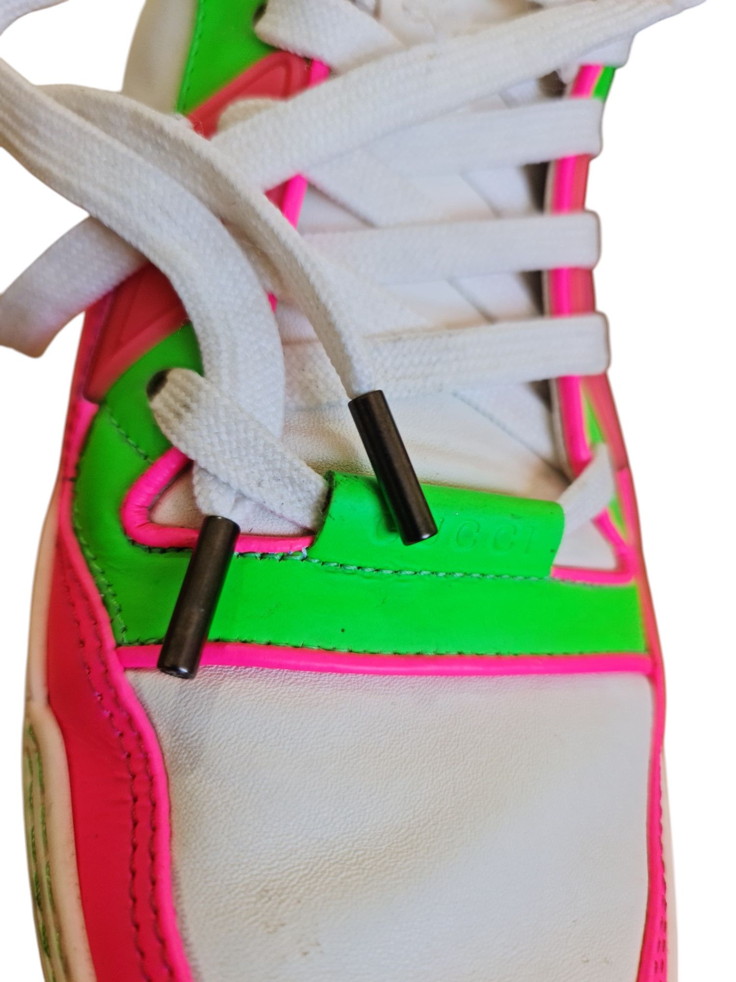 Gucci Gucci High-Top Leather Neon Sneakers Size 9G (US 10) Size US 10 / EU 43 - 15 Thumbnail