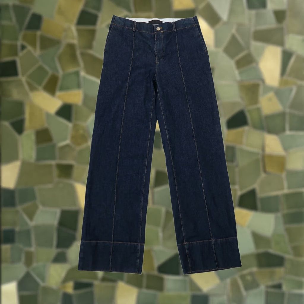 Zara VINTAGE Zara Dark Wash Blue Denim Mid Rise Wide Leg Jeans M Size 32" / US 10 / IT 46 - 1 Thumbnail