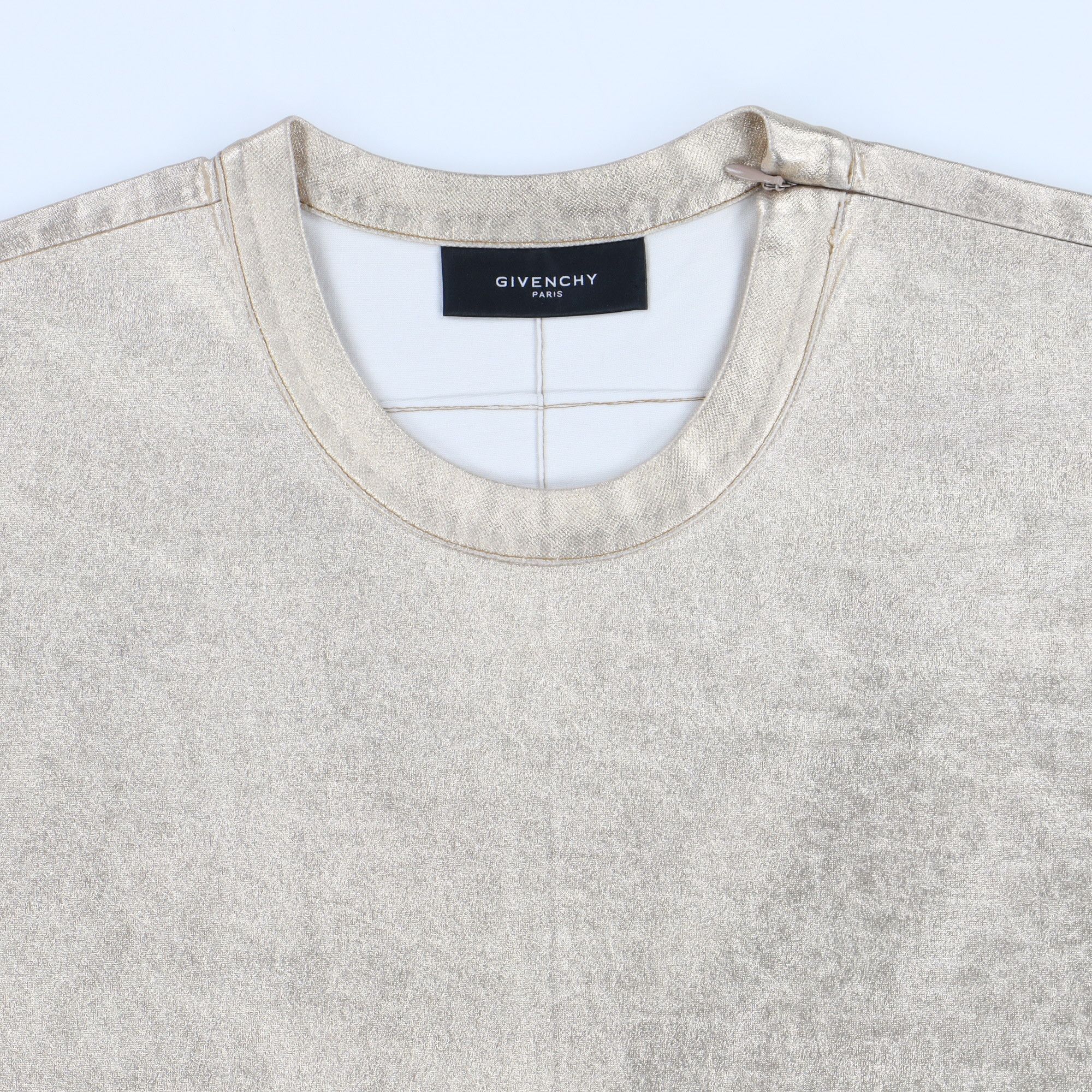 Givenchy Metallic Gold Shoulder Zip Oversized T-Shirt Size US M / EU 48-50 / 2 - 2 Thumbnail