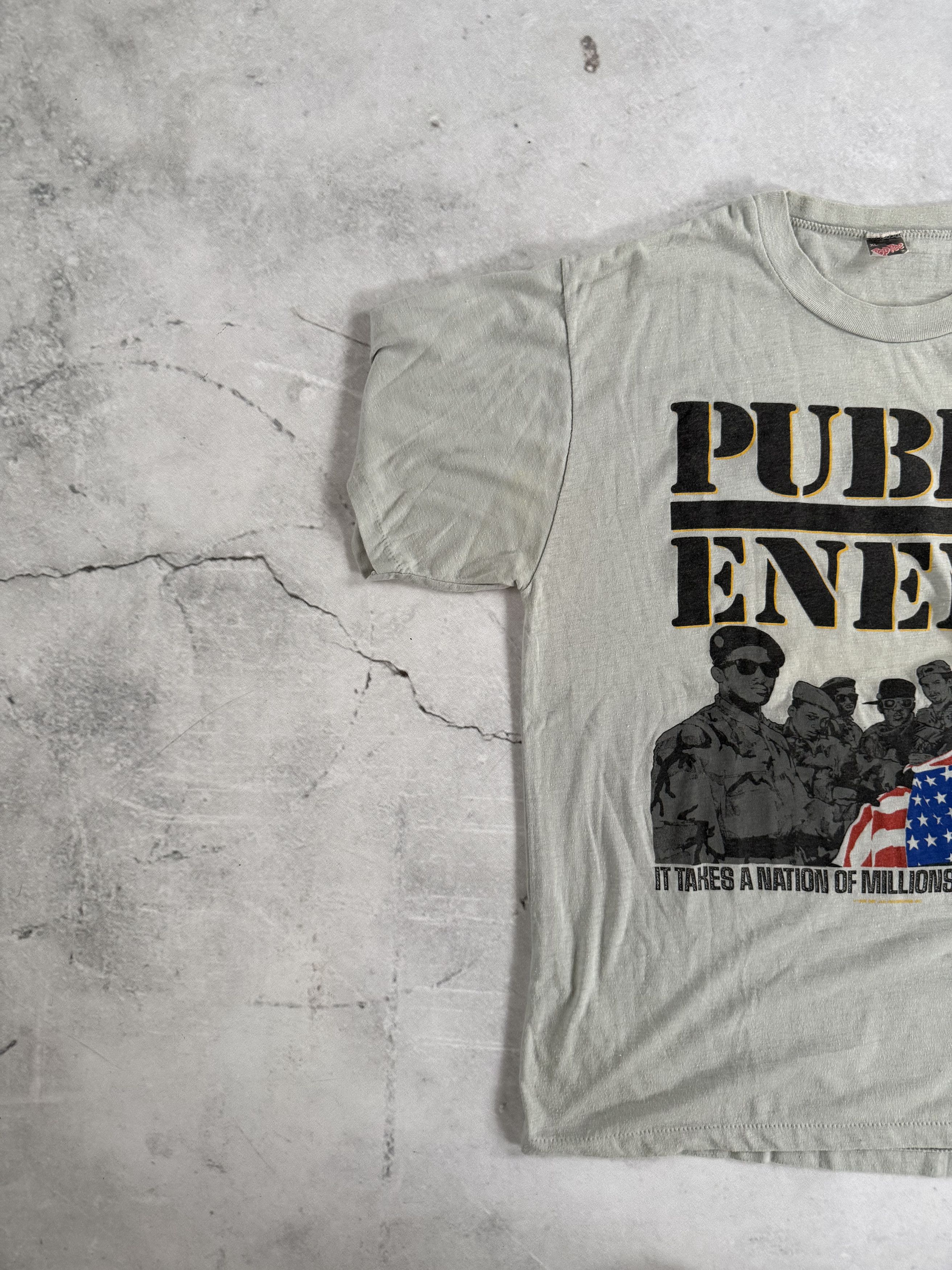Vintage 1984 Public Enemy Toptee Tag Single Stitch Shirt Size US XL / EU 56 / 4 - 5 Thumbnail