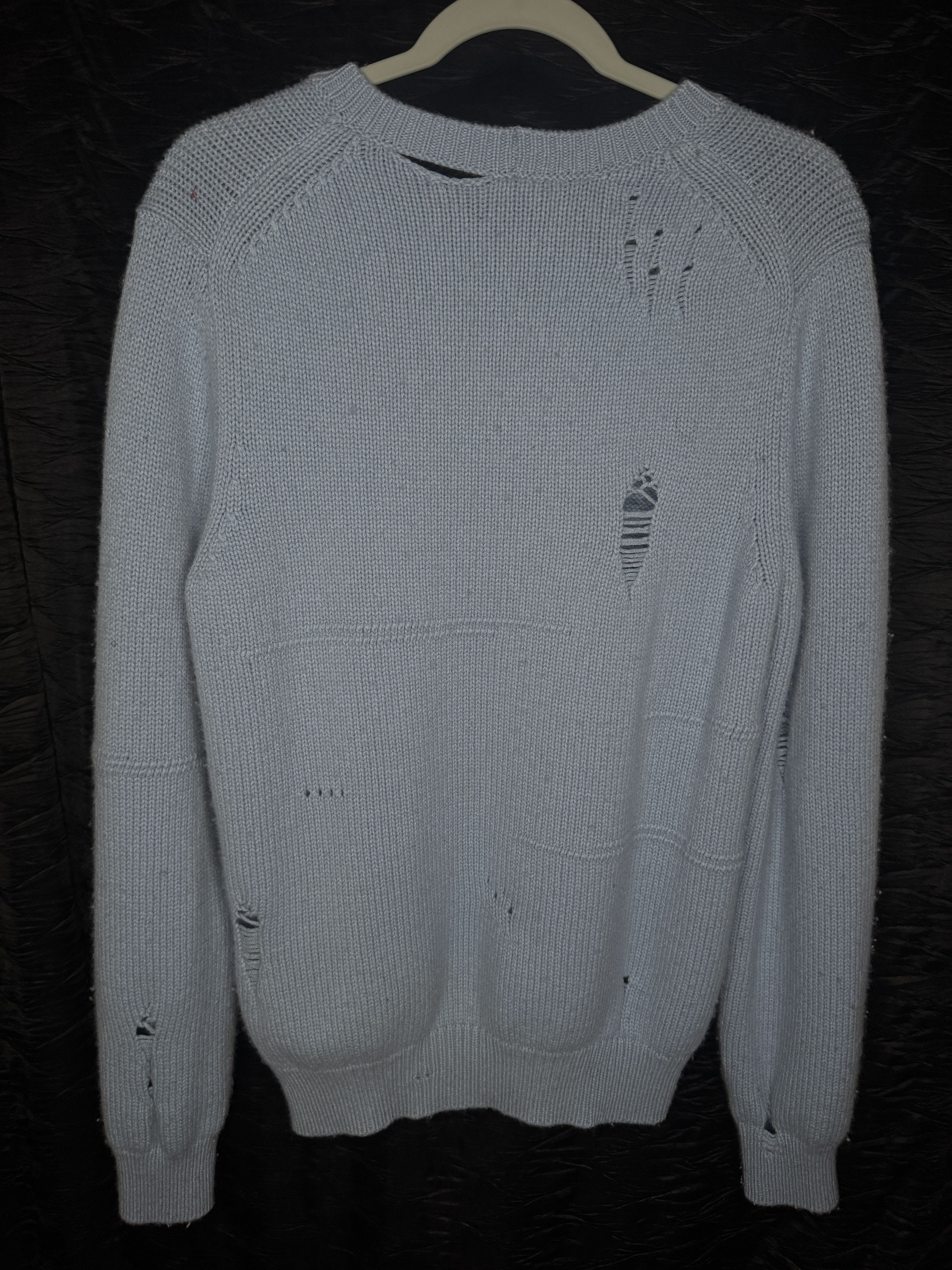 Helmut Lang Helmut Lang Blue Wool Distressed Sweater Size S / US 4 / IT 40 - 4 Thumbnail
