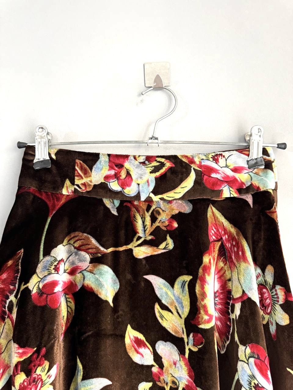 Kenzo Kenzo Paris Vintage 80s Brown Floral Velvet Skirt, Size 36/S Size 25" / US 0 / IT 36 - 6 Thumbnail