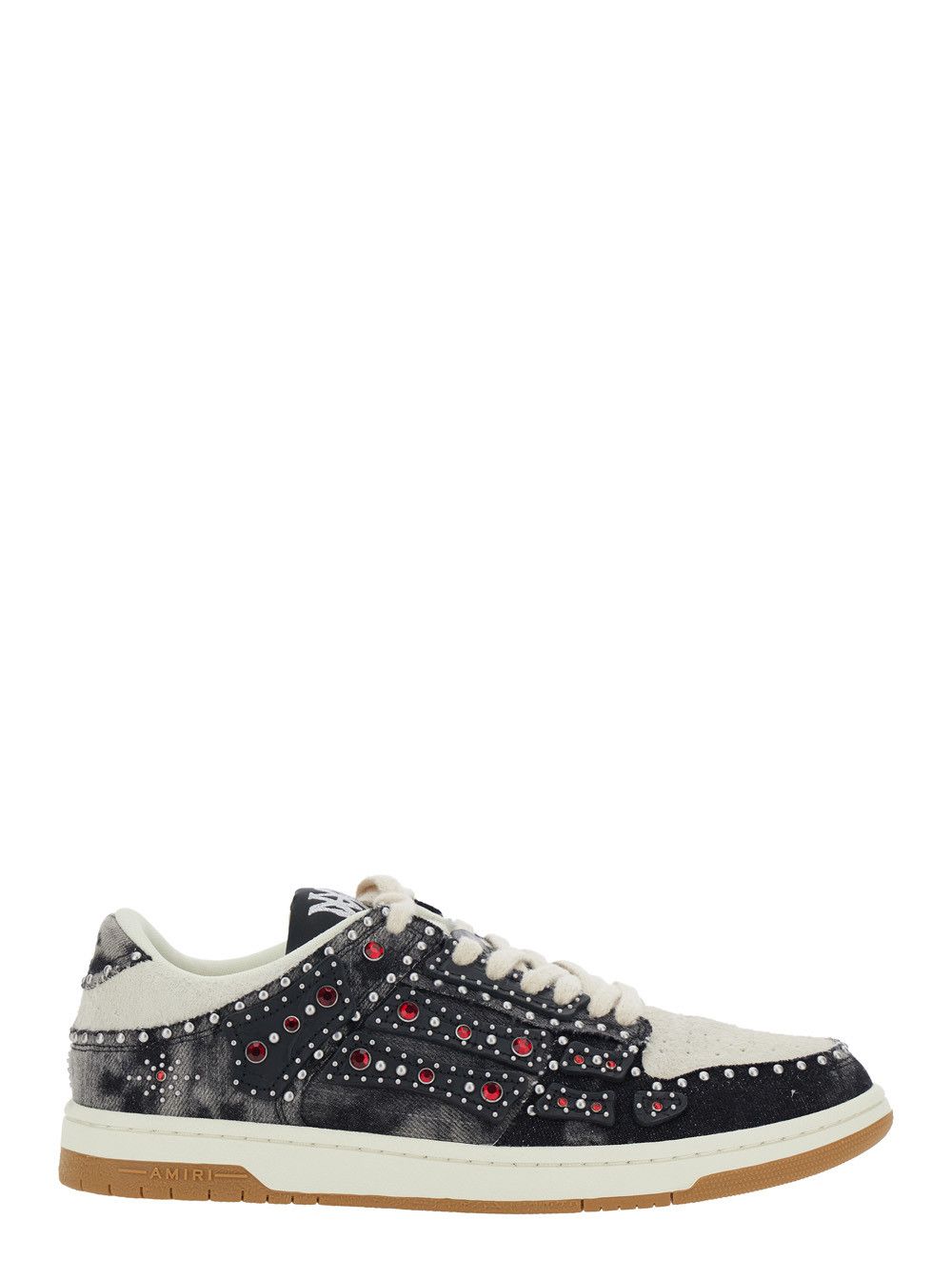 Amiri 'Skel Top' Black Sneakers with Beads and Crystals Applied in Cotton for Men Size US 7 / EU 40 - 1 Thumbnail