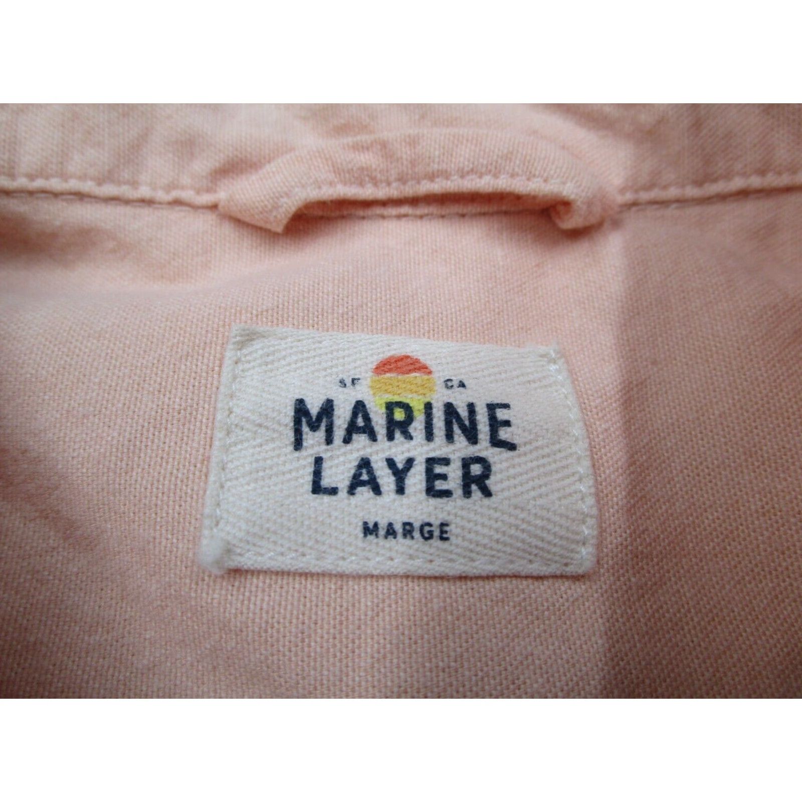 Marine Layer Marine Layer Mens Short Sleeve Button Up Shirt Pink Cotton Blend M Size US M / EU 48-50 / 2 - 3 Thumbnail
