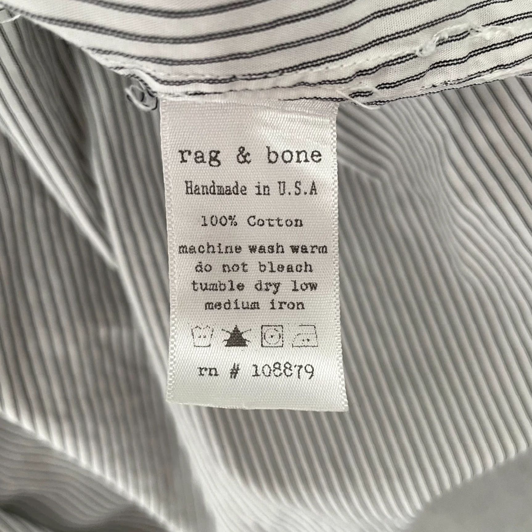 Rag & Bone VINTAGE Rag Bone Shirt Womens Button-Up Long Sleeve Pockets White Black Stripe Ladies 10 Size L / US 10 / IT 46 - 7 Thumbnail