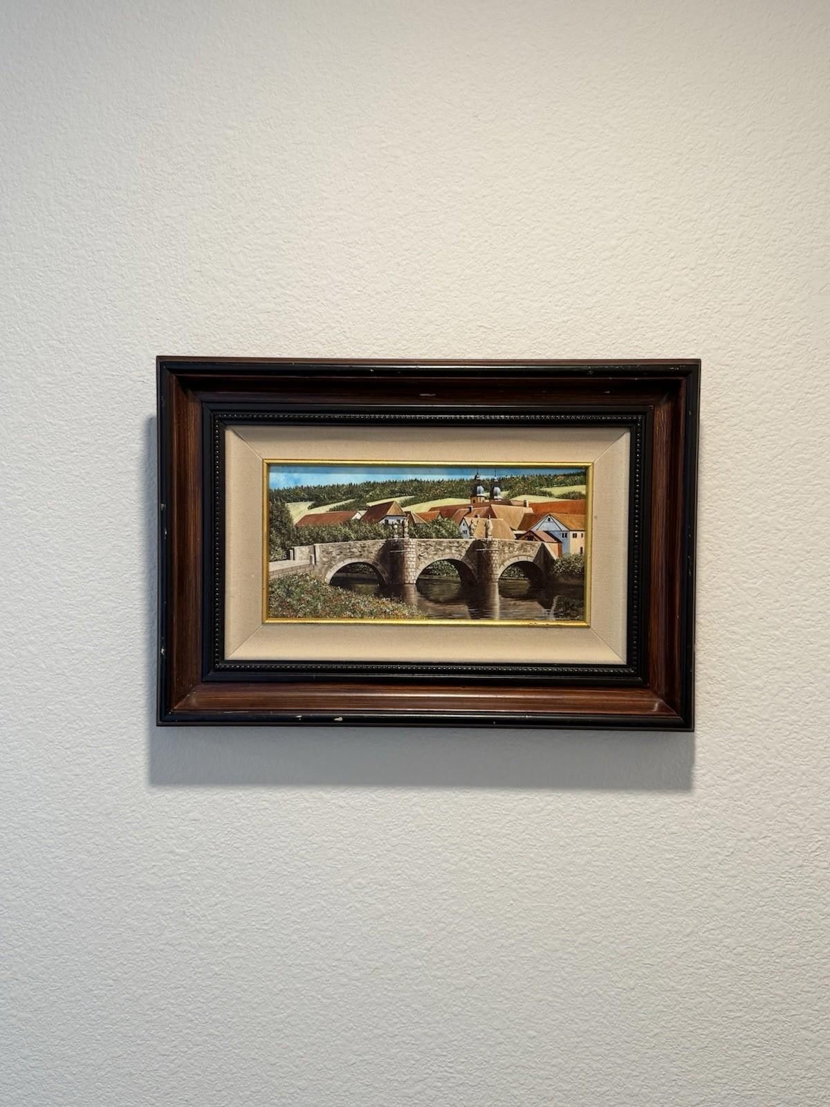 Designer Eugene Schmidt Original Bridge Over the Landscape Santa COA Size ONE SIZE - 1 Thumbnail