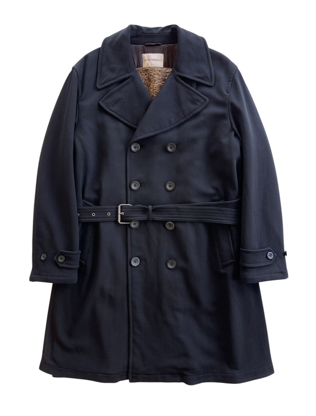 Emporio Armani Double Breasted Belted Fur Lined Trench Coat Size US L / EU 52-54 / 3 - 1 Thumbnail