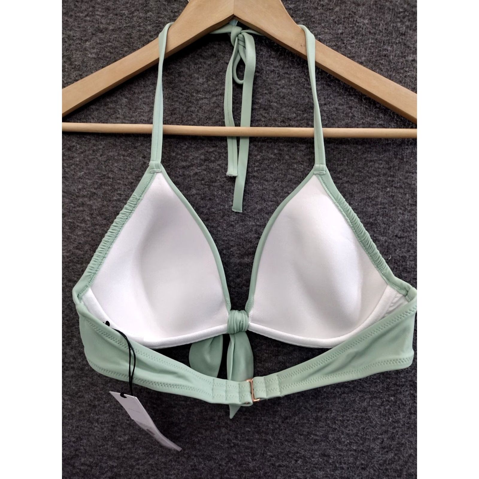 Vintage Shade & Shore 34B Green Front Tie Spaghetti Bikini Top Padded Lined Swimsuit Swim Top Womens Venus/Beac h? Size XXS / US 00 / IT 34 - 2 Thumbnail