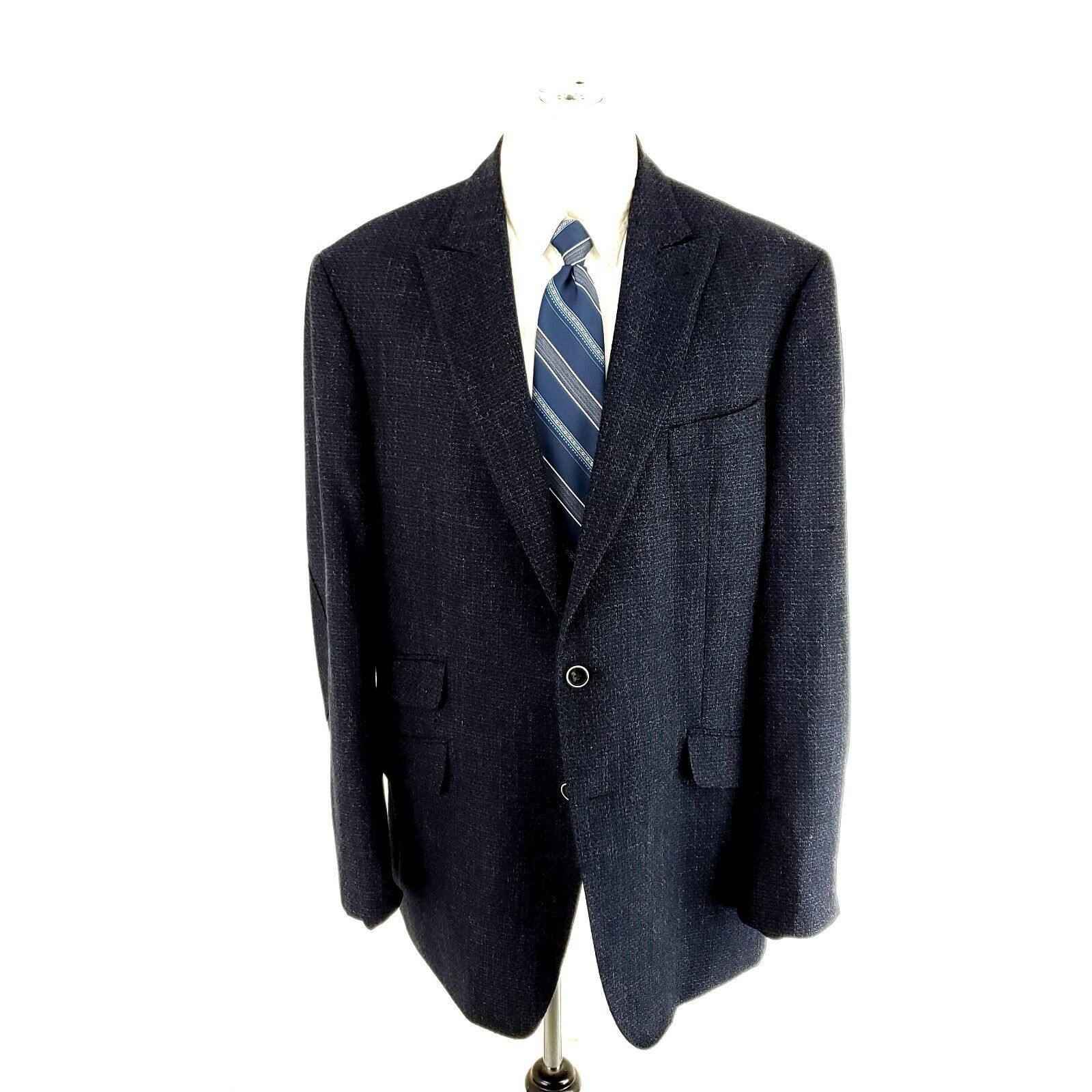 Joseph Abboud Joseph Abboud Comero Tweed Wool 2 Button Sport Coat 44R Blue Size 44R - 3 Thumbnail