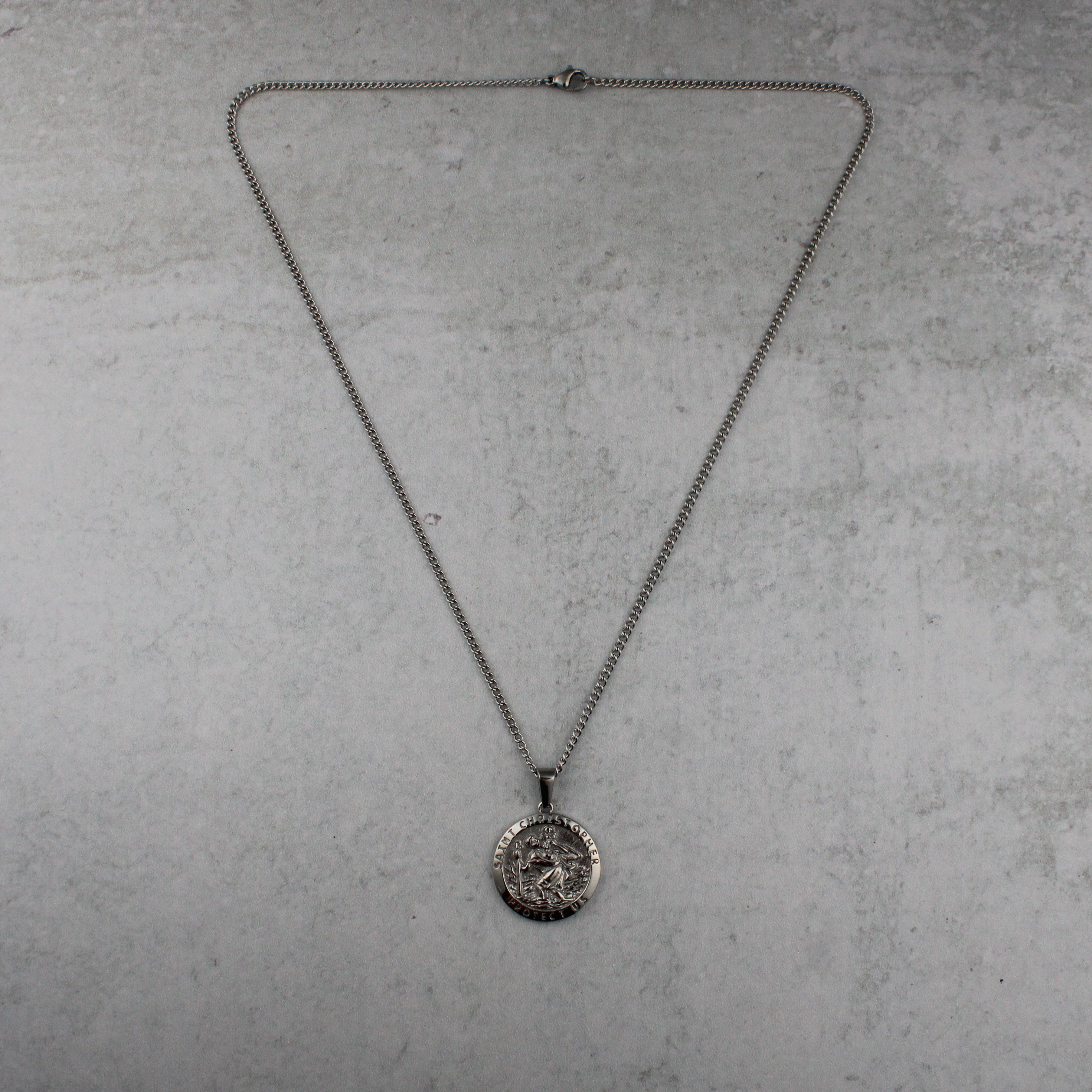 Jewelry Silver Saint Christopher Pendant Chain Necklace Size ONE SIZE - 3 Thumbnail