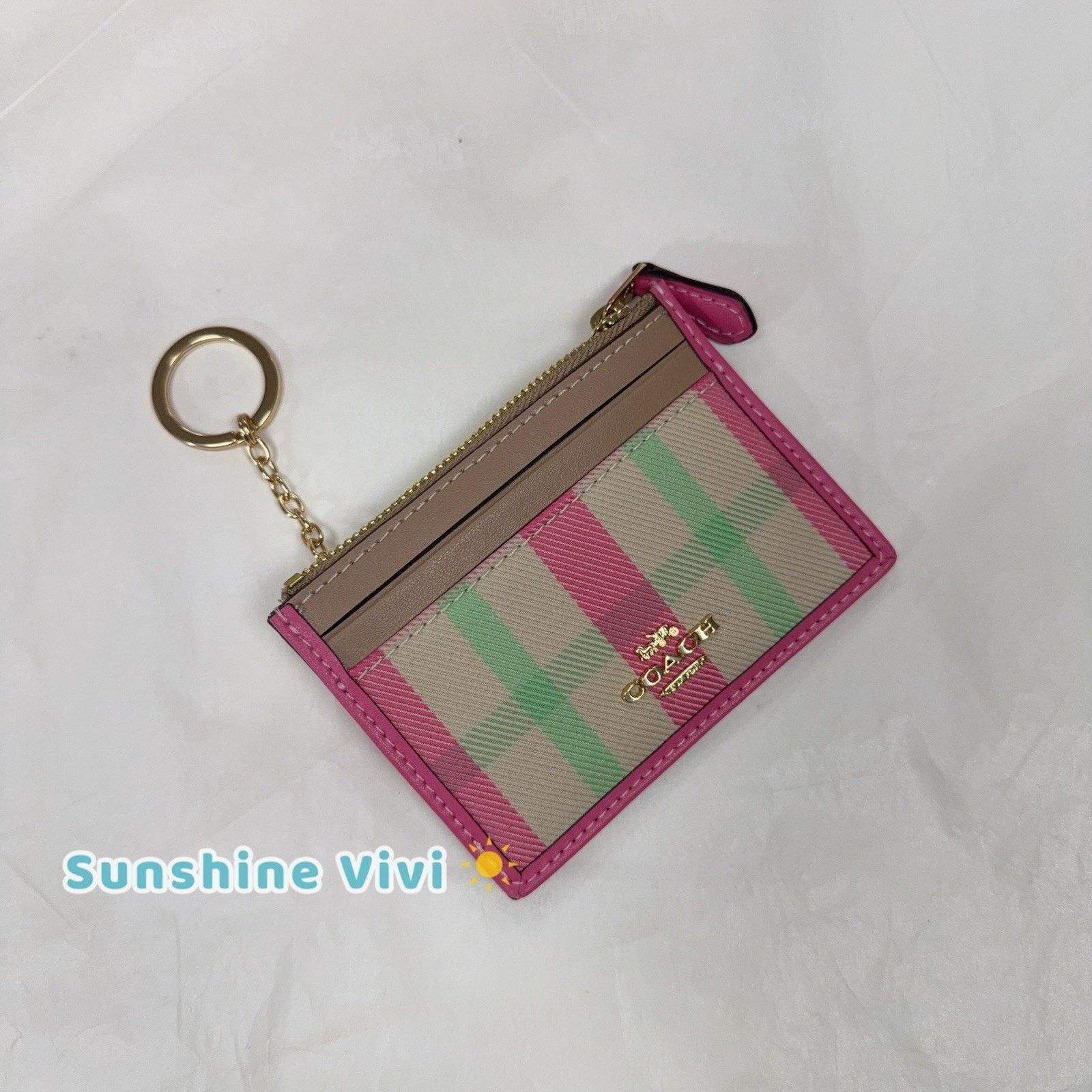 Coach NWT Bundle COACH Satchel Plaid Pink CBI90 & CBL88 ID Case Size ONE SIZE - 11 Thumbnail
