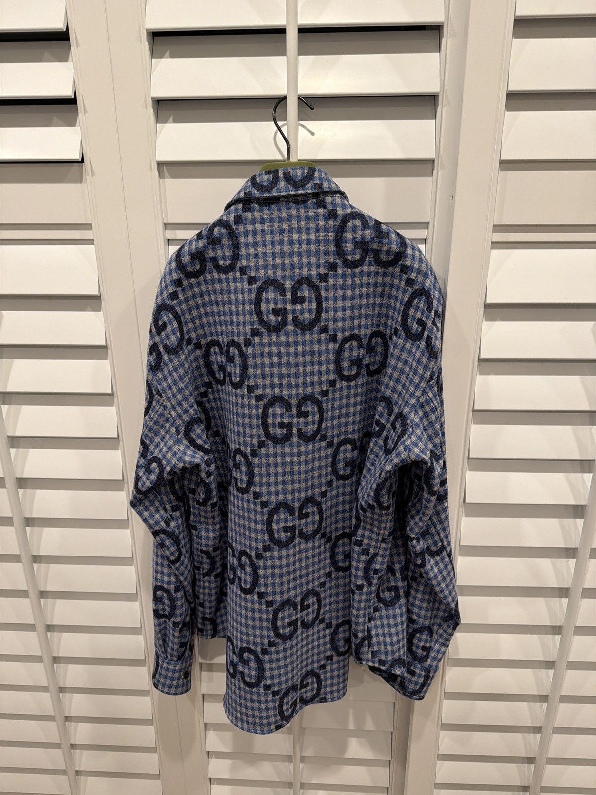 Gucci GUCCI MONOGRAM CHECK SHIRT AZURE/BLUE SS 2024 Size US M / EU 48-50 / 2 - 8 Thumbnail