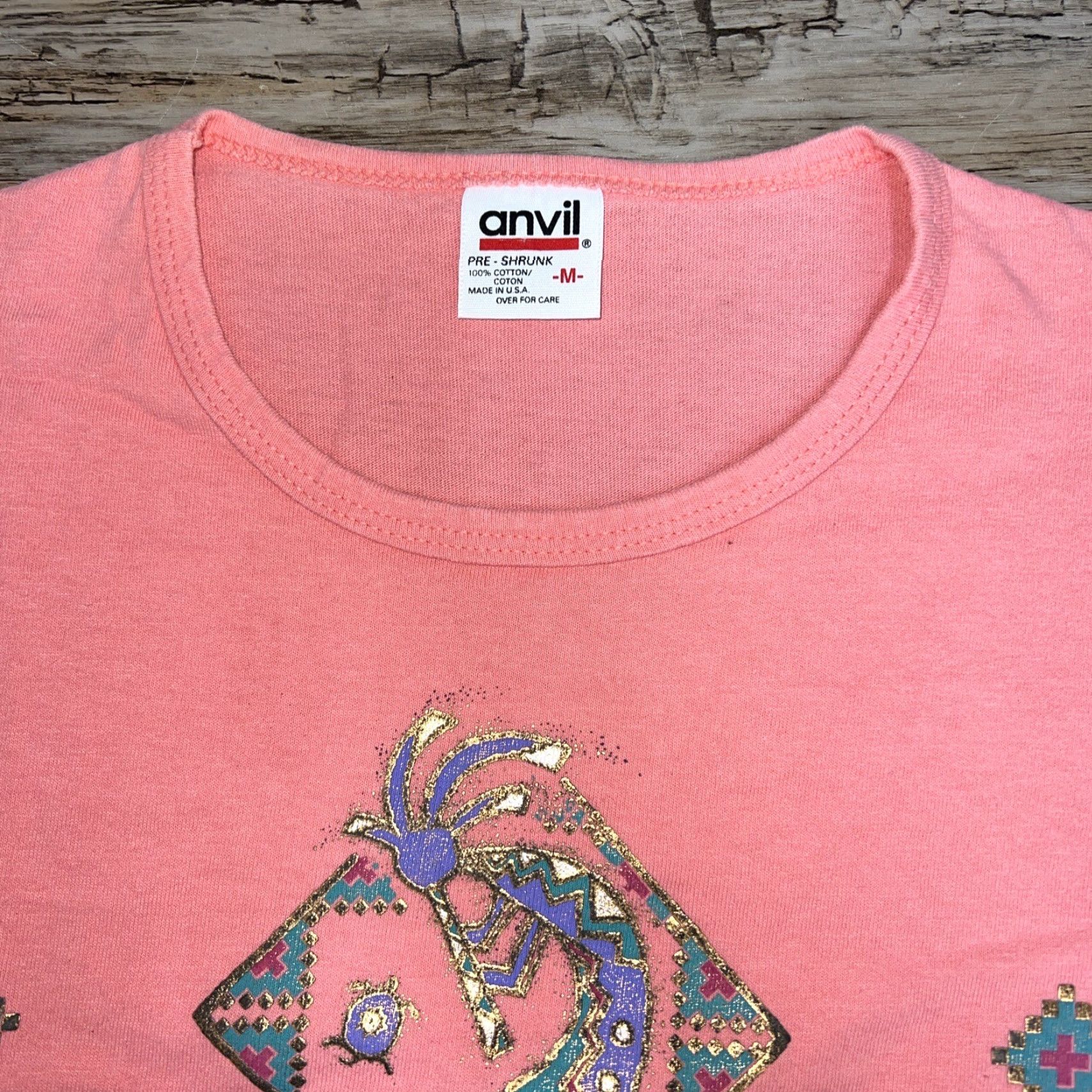 Anvil VINTAGE Anvil T-Shirt Mens Size M Pink SINGLE STITCH Kokopeli USA STITCH Shirt Mens M Pink USA Anvil T-Shirt Size US M / EU 48-50 / 2 - 5 Thumbnail