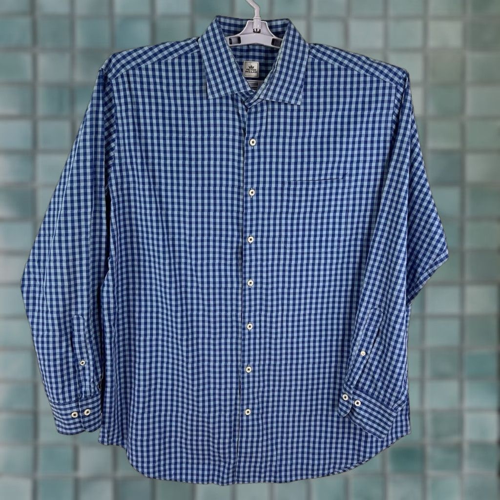 Peter Millar Peter Millar Shirt Adult XL Blue Button-Up Check Long Sleeve Cotton Spandex Preppy Mens Size US XL / EU 56 / 4 - 1 Thumbnail