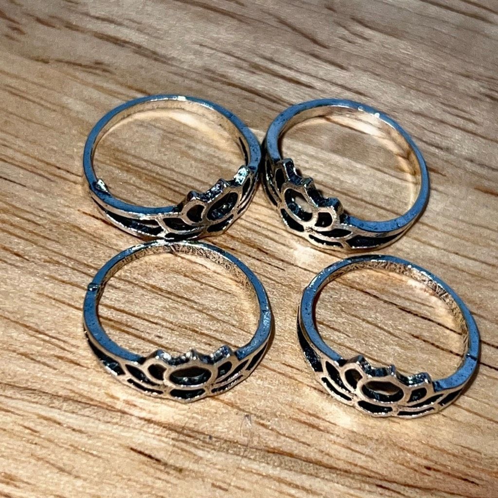 Other Distressed Silver Toned Open Lotus Flower Outline Ring, Women’s Size: 6.5 Size ONE SIZE - 5 Thumbnail