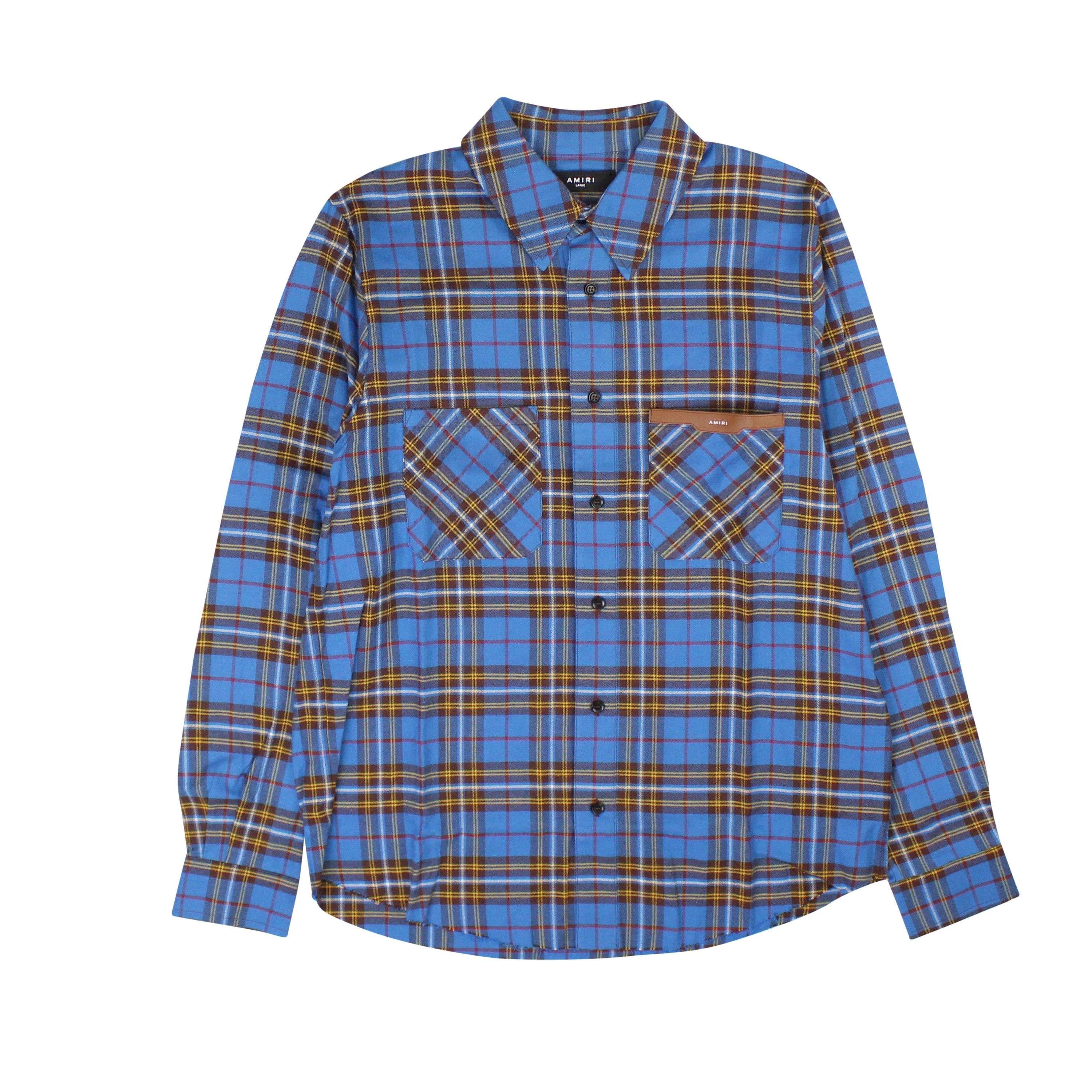 image of Amiri Logo Flannel Blue&black Casual Button-Down Shirts Size M, Men's