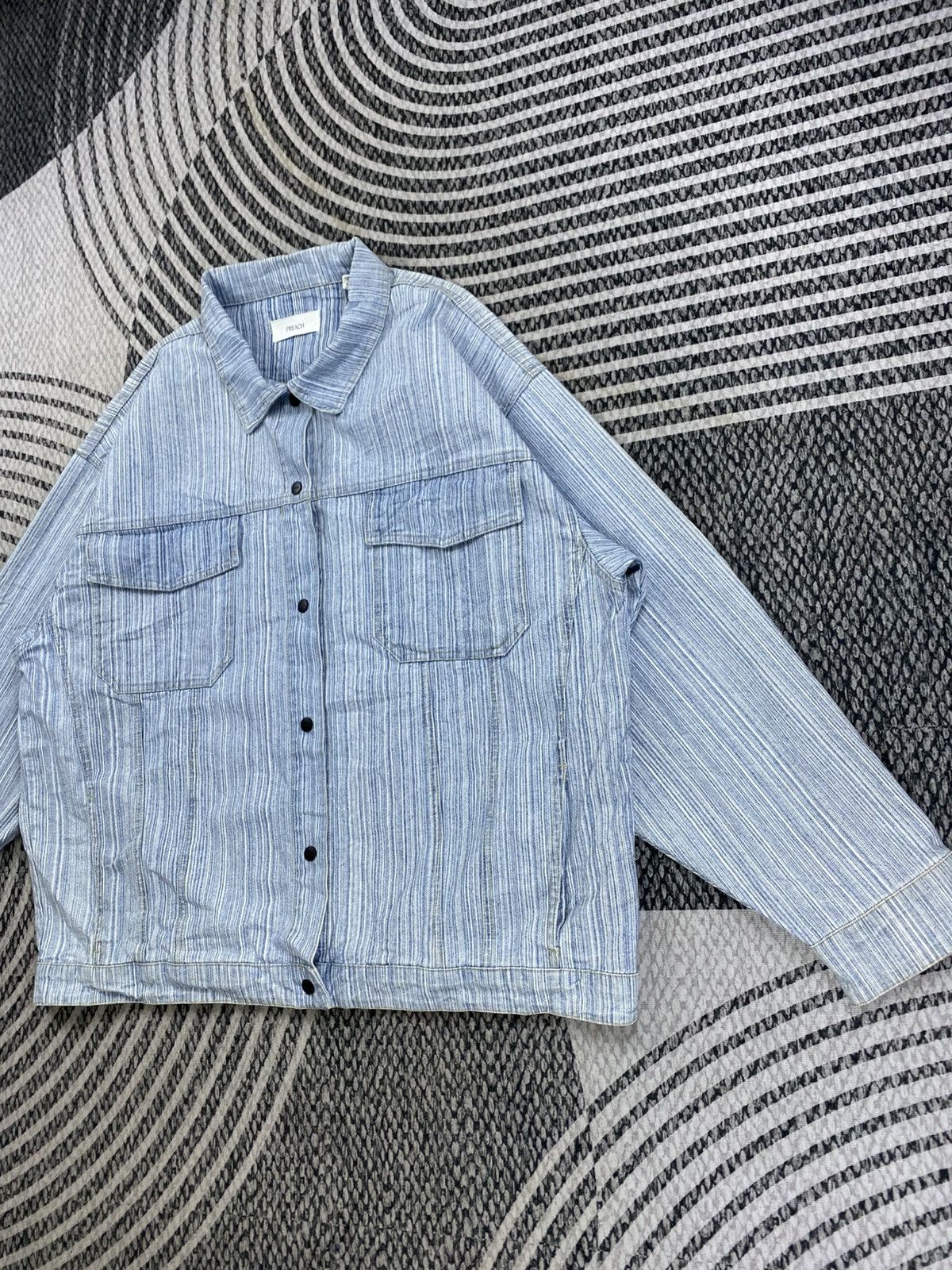 Preach Vtg Preach Striped Fullbutton Denim Jacket Size US XXL / EU 58 / 5 - 4 Thumbnail
