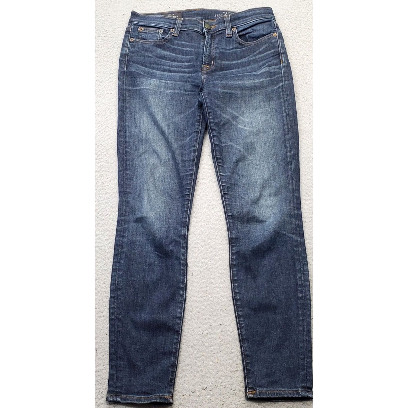 J.Crew J.Crew Toothpick Jeans Womens 27 Blue Denim Faded Whiskered Stretch Skinny Leg Jeans Womens Size 27 Blue Denim Preppy Size 27" / US 4 / IT 40 - 2 Thumbnail